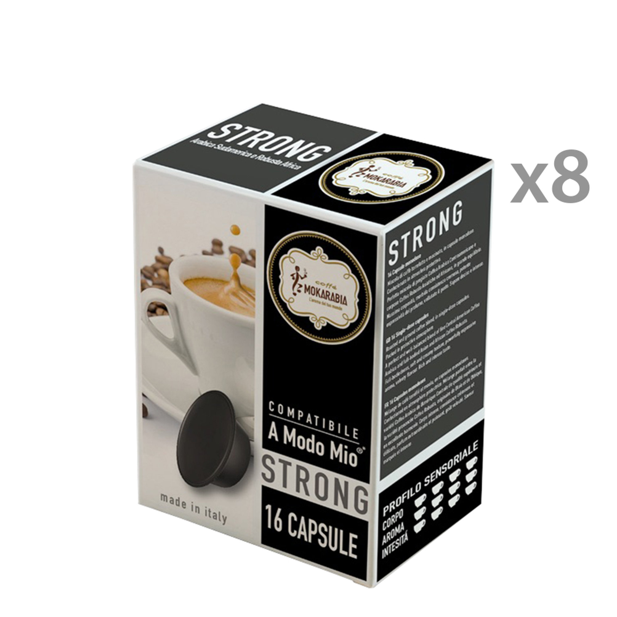 8 scatole da 16 Capsule - Lavazza a Modo Mio Strong Mokarabia vista0