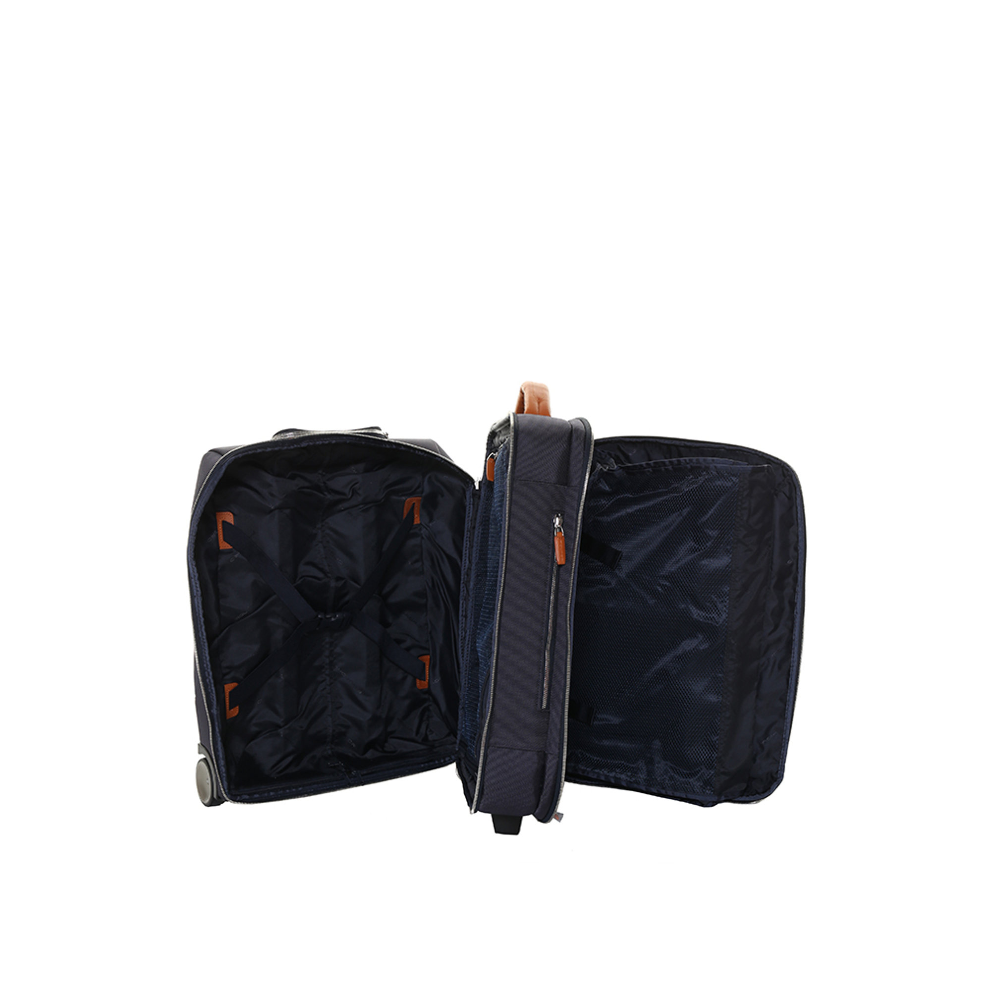 Trolley cabina con compartimento porta PC, blu e cuoio Piquadro vista1
