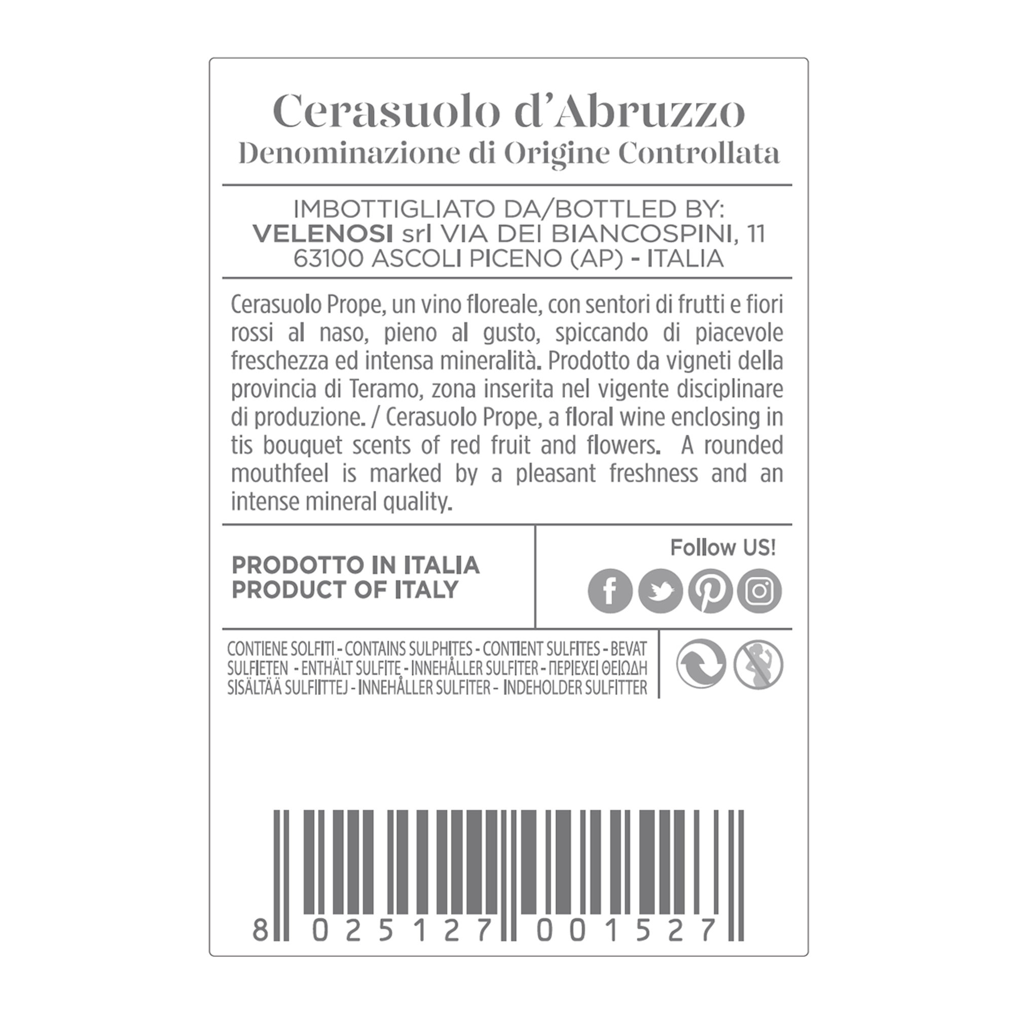 3 bottiglie - Prope Cerasuolo d'Abruzzo DOC 2023 Velenosi vista1