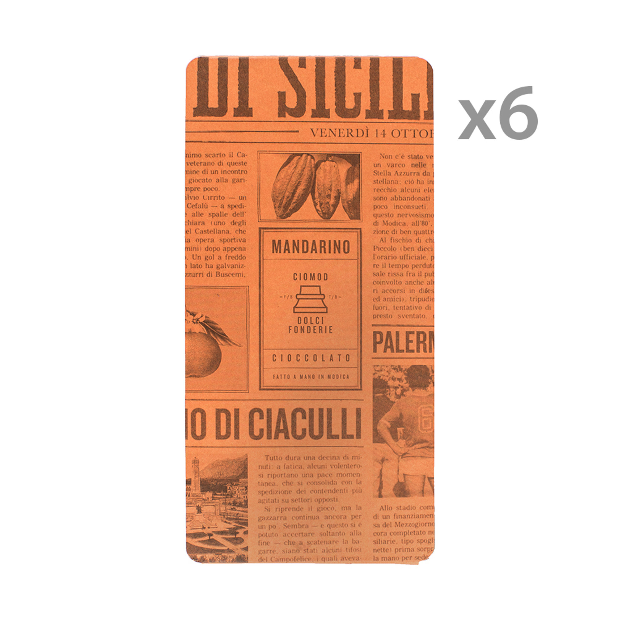 6 tavolette - Cioccolato con Mandarino tardivo di Ciaculli 50 gr Ciomod vista0