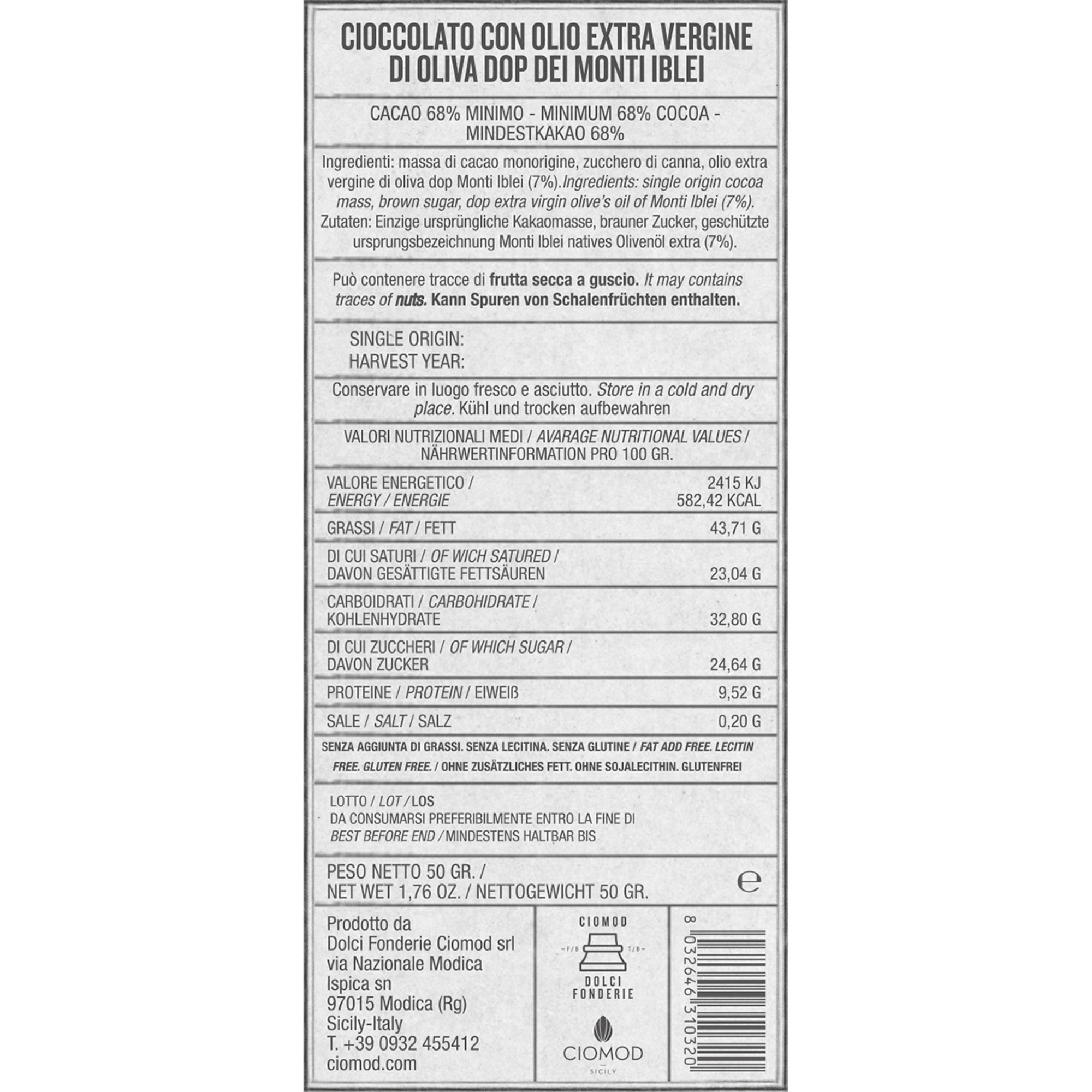 6 tavolette miste "Mix Sicilia": 3 Cioccolato con olio Evo DOP dei Monti Iblei - 3 Cioccolato con sesamo di Ispica Ciomod vista3