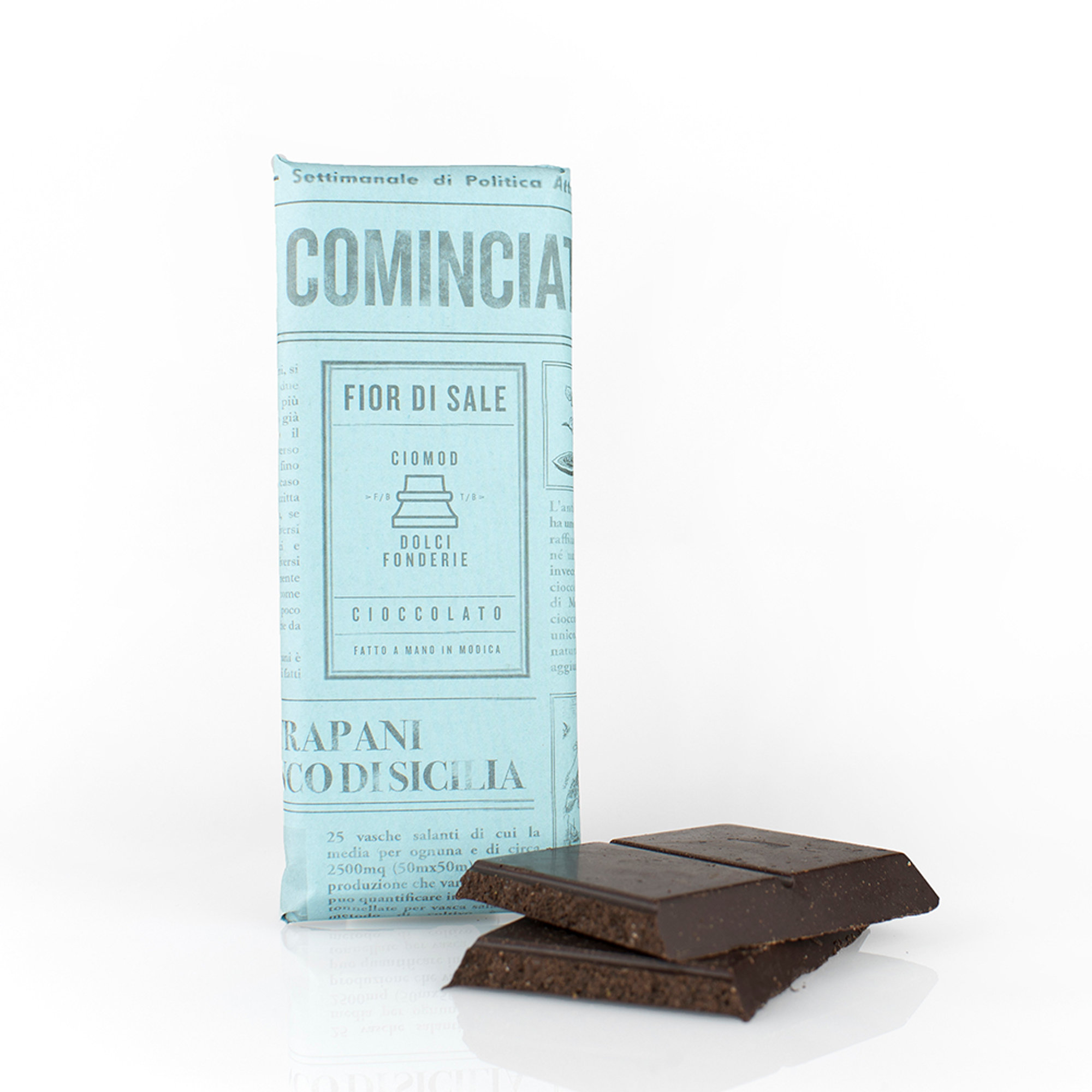 6 tavolette miste "Mix Sicilia": 3 Cioccolato con fior di sale di Trapani - 3 Cioccolato al Timo Selvatico Ciomod vista1