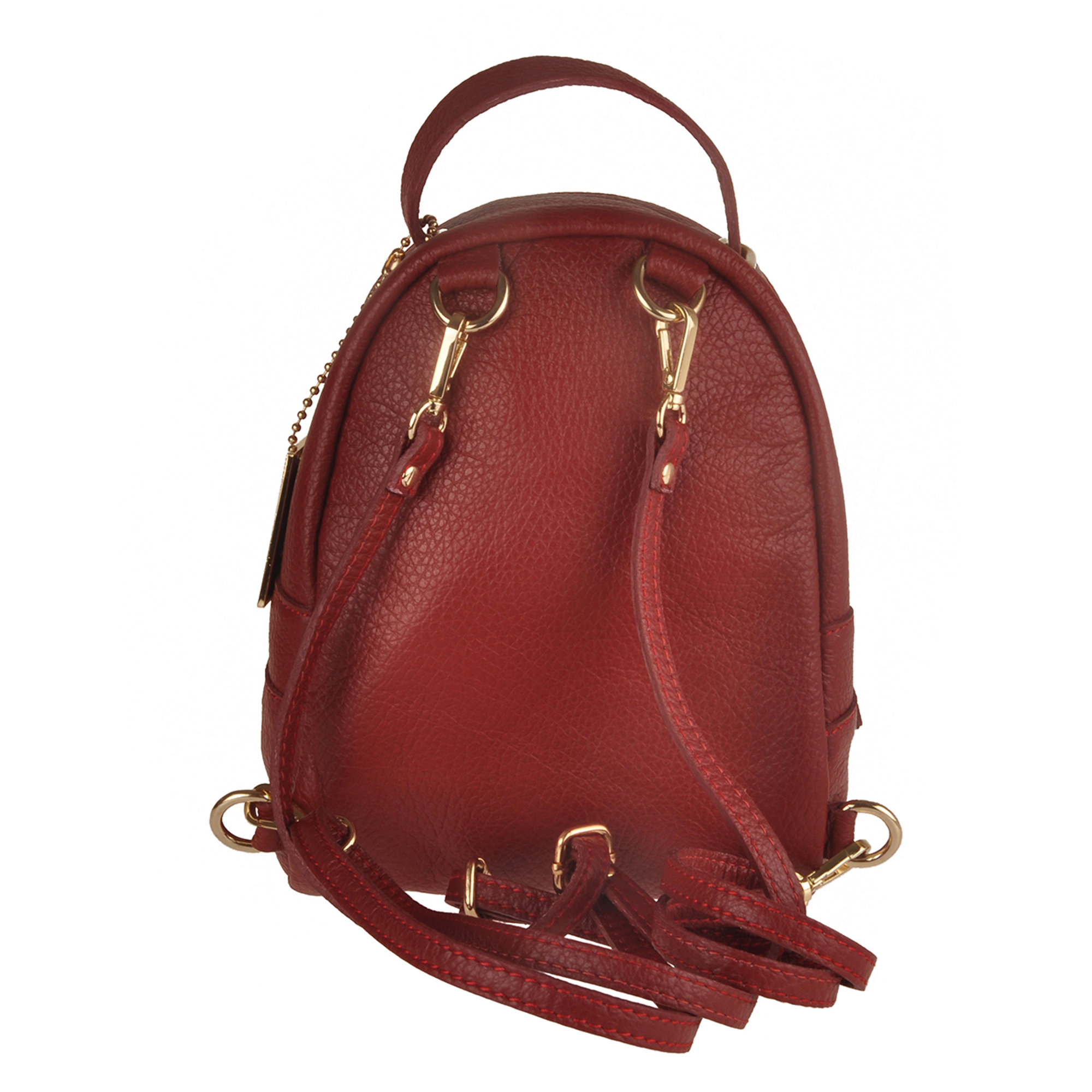 Zaino in pelle rossa con dettaglio zip dorate Florence Bags Obsoleto vista8