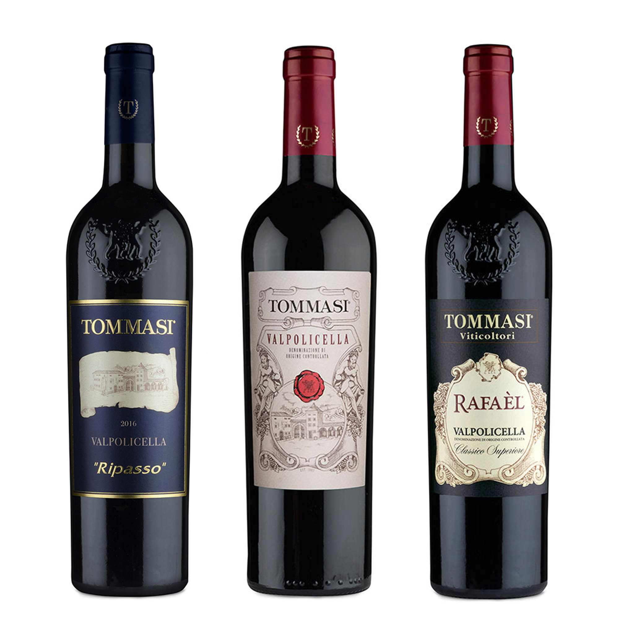 3 bottiglie miste: Ripasso della Valpolicella Classico DOC 2021 - Valpolicella DOC 2023 - Rafael Valpolicella Classico Superiore DOC 2022 Tommasi vista0