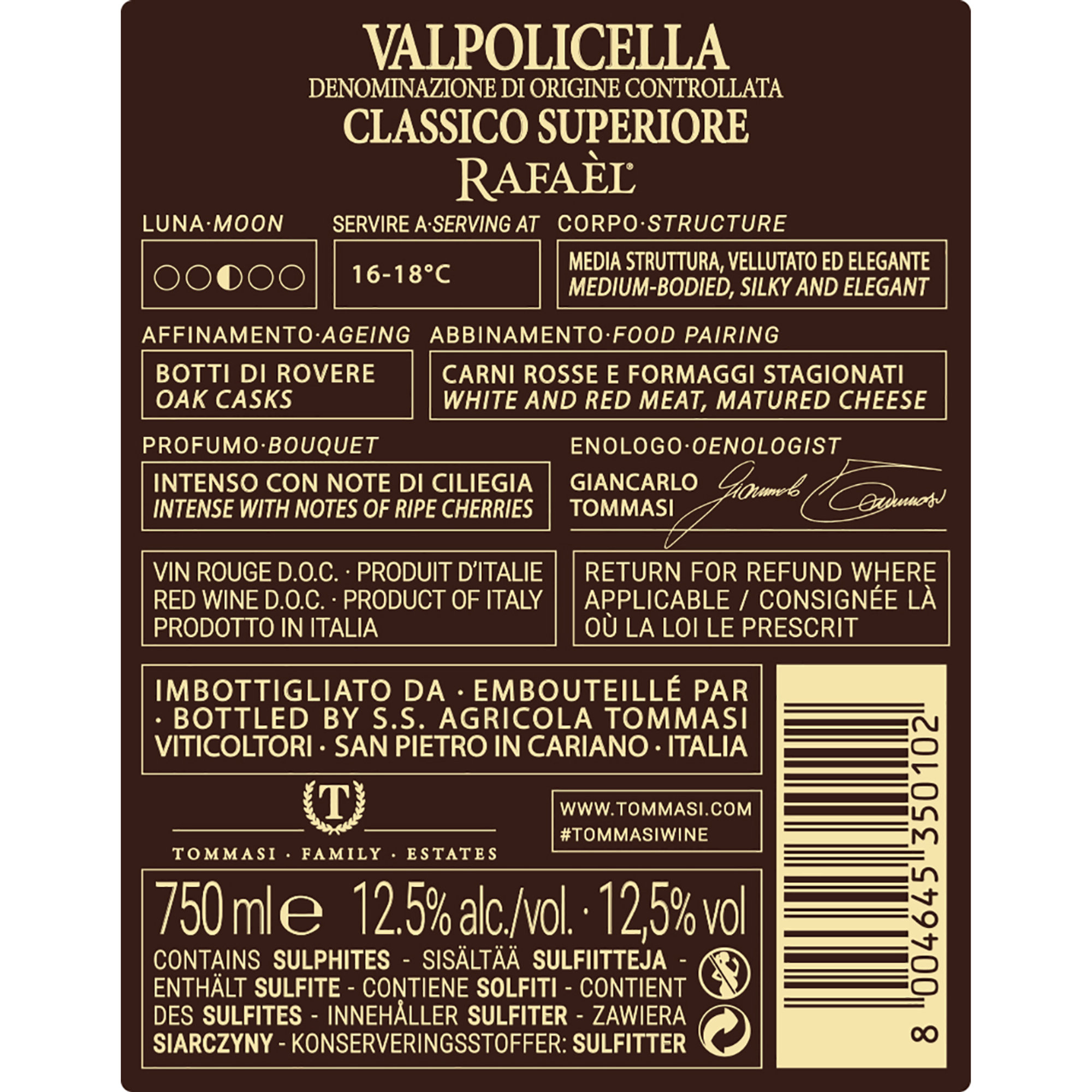 3 bottiglie - Rafael Valpolicella Classico Superiore DOC 2020 Tommasi vista1