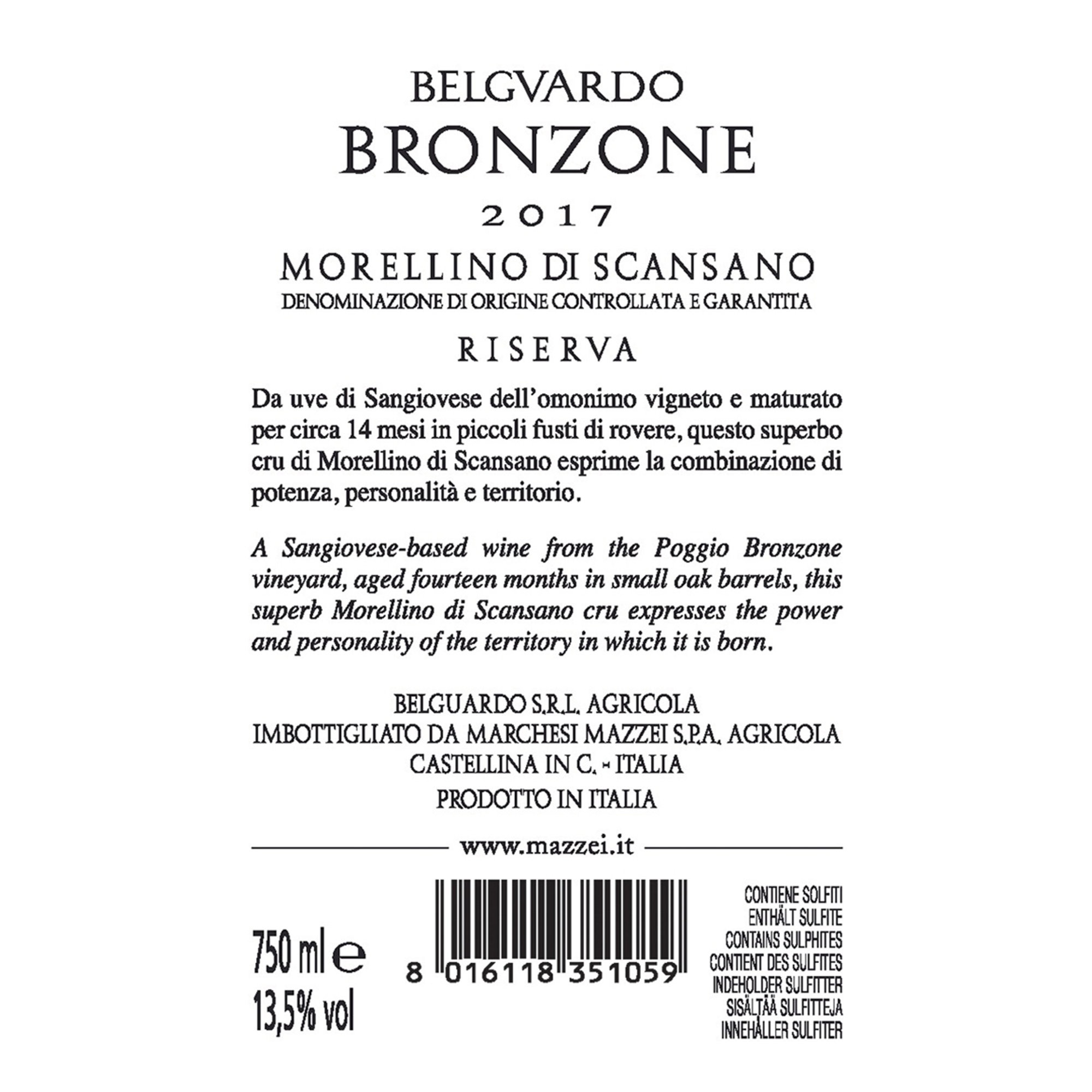 1 bottiglia - "Bronzone" Morellino di Scansano Riserva DOCG 2018 Mazzei vista1