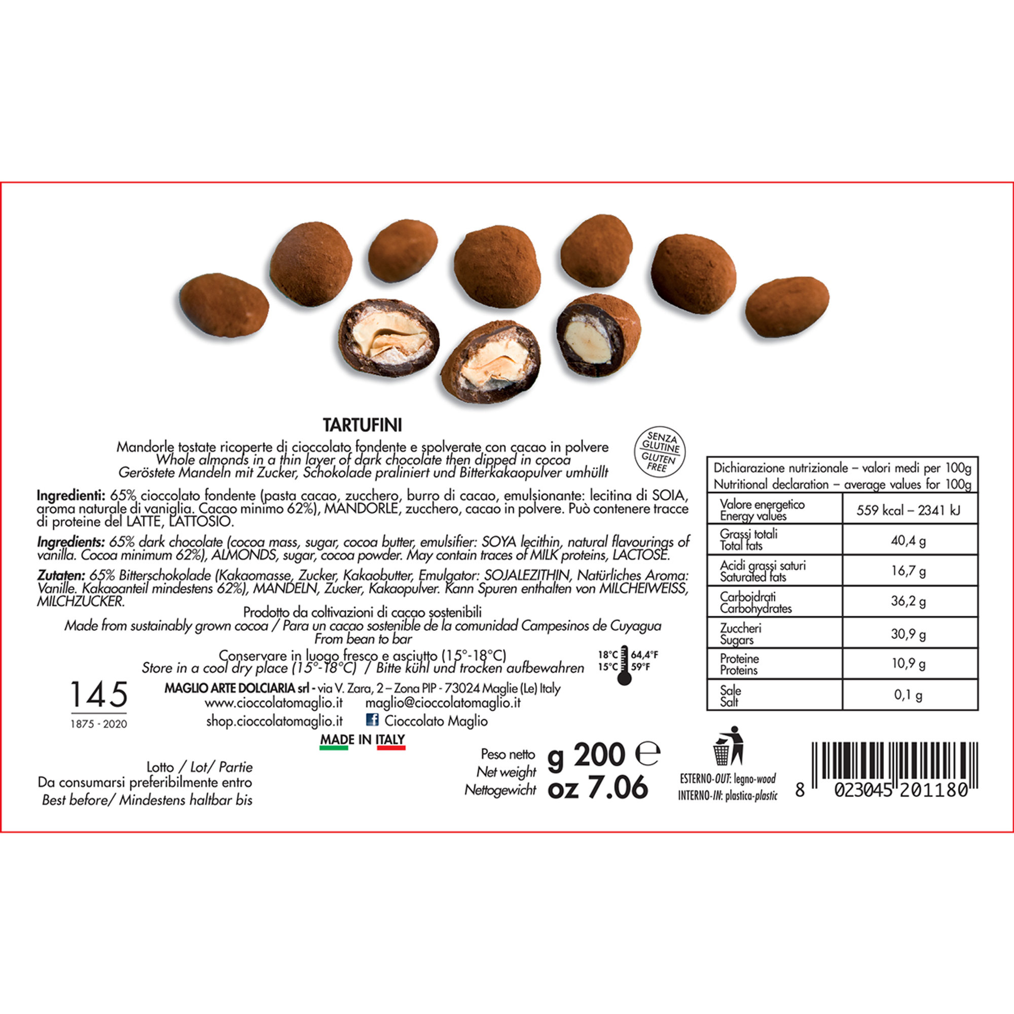 2 Scatole in legno - Tartufini 200 gr Maglio Arte Dolciaria vista2