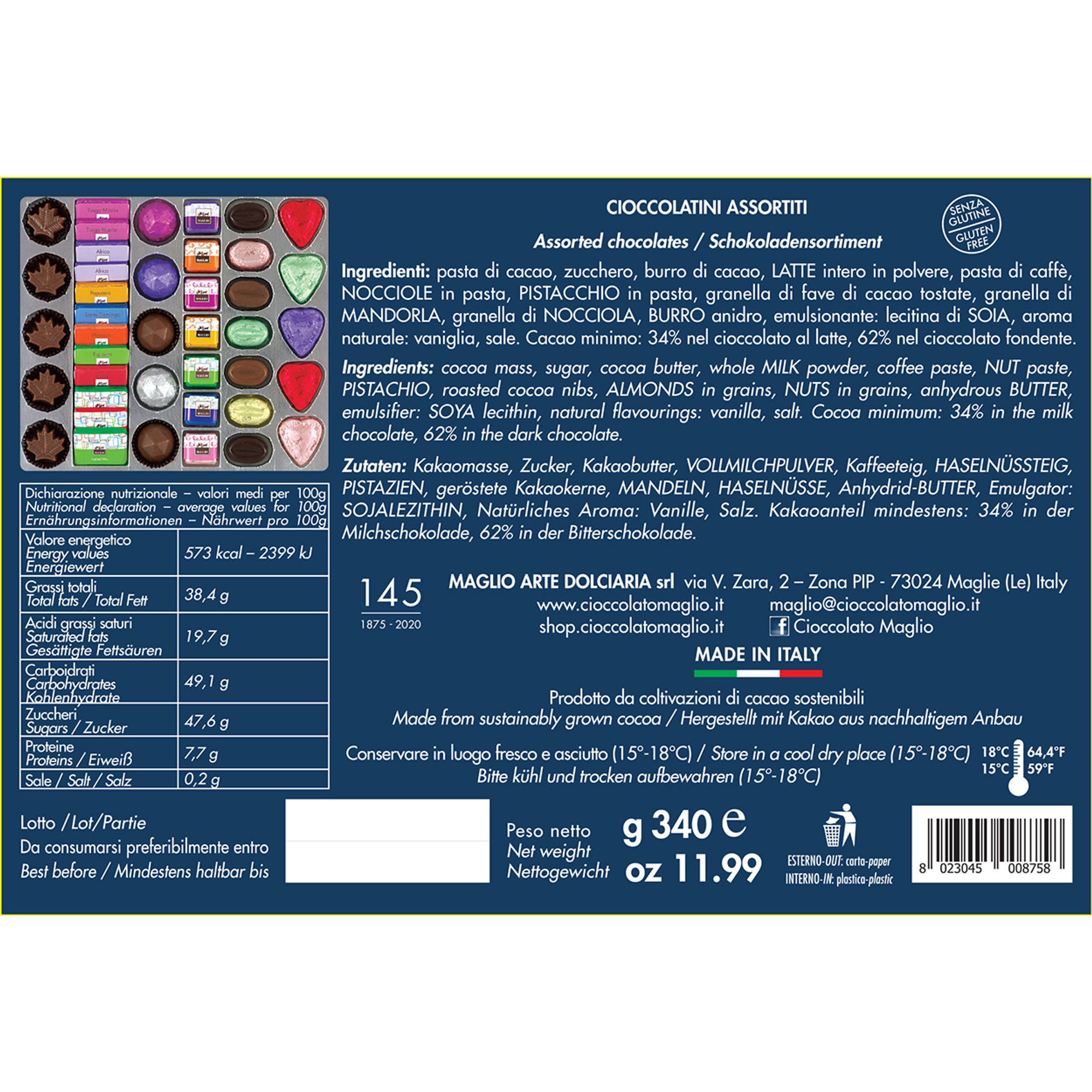 Scatola "Blue Elegant" - Cioccolatini e Praline assortiti 340 gr Maglio Arte Dolciaria vista2