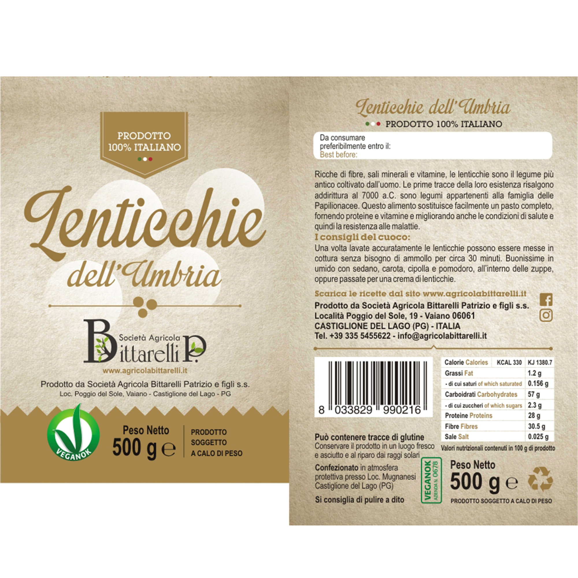 12 confezioni - Lenticchie dell'Umbria 500 gr Bittarelli vista1