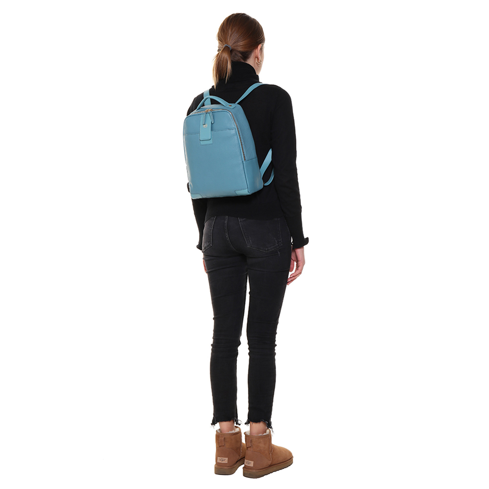 Zainetto in pelle martellata azzurro Piquadro vista1