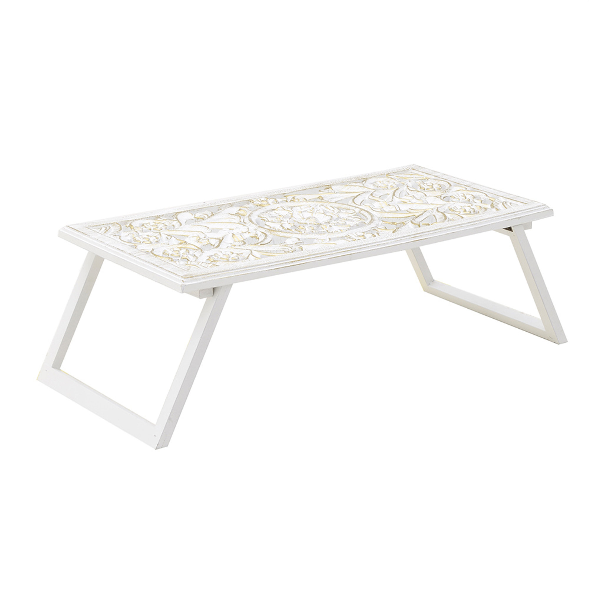 Vassoio da letto in legno antico bianco Casa Boho Chic vista0