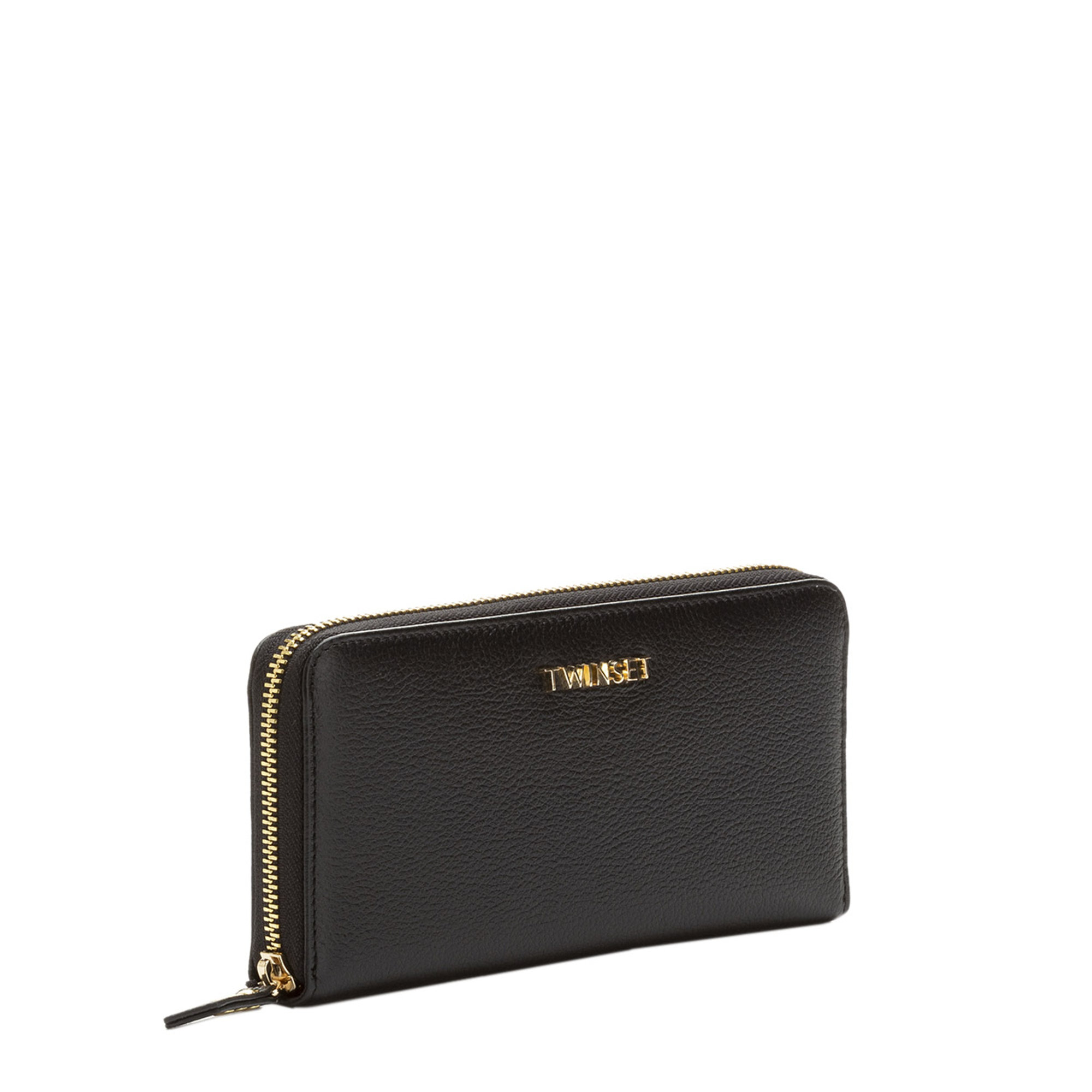 Portafoglio zip around in pelle nera Twinset vista4