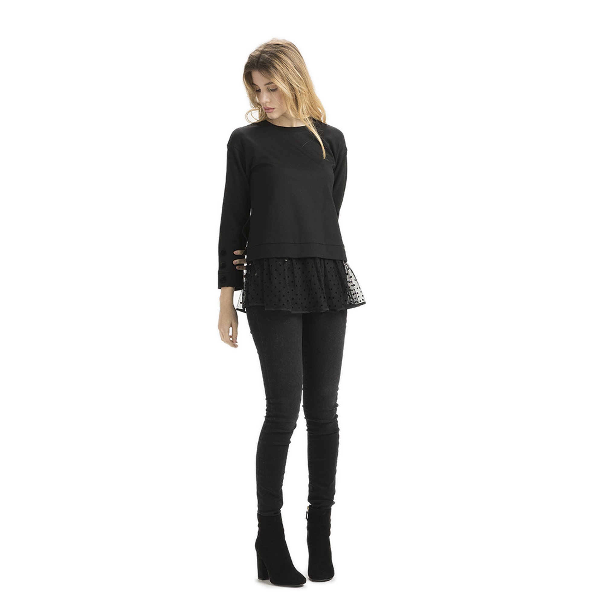 Blusa con top in tulle nero Twinset vista3