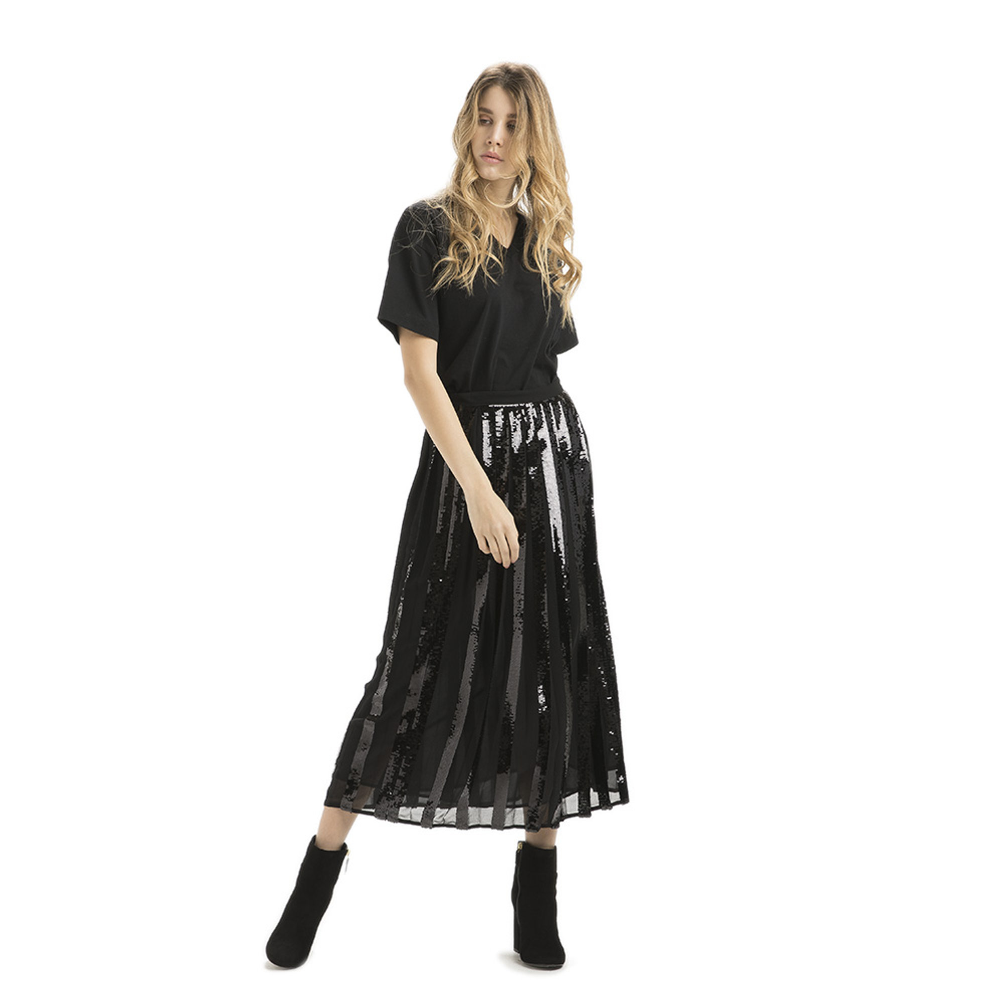 Gonna longuette nera Twinset vista1