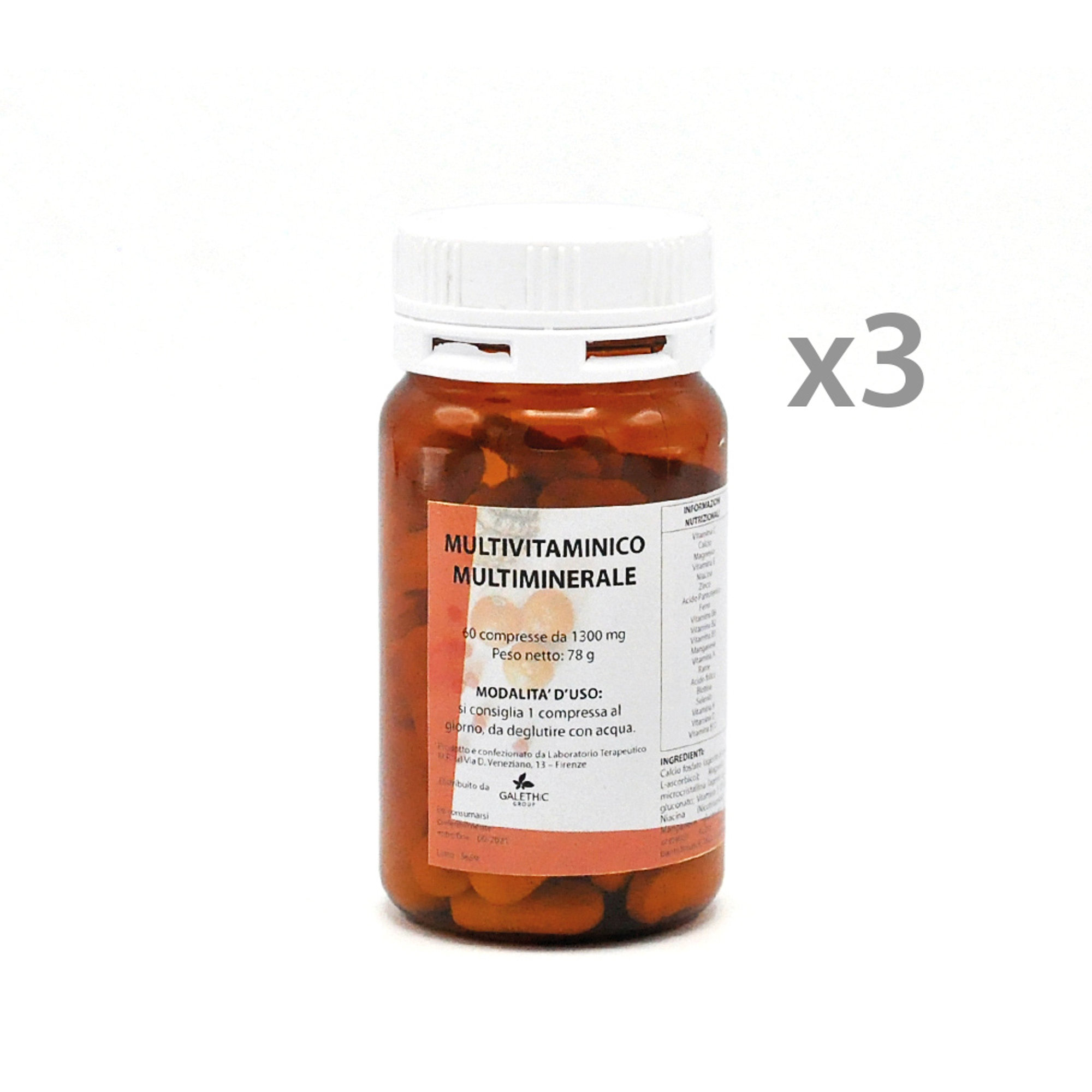 3 barattoli da 60 compresse - MULTIVITAMINICO Galethic vista0