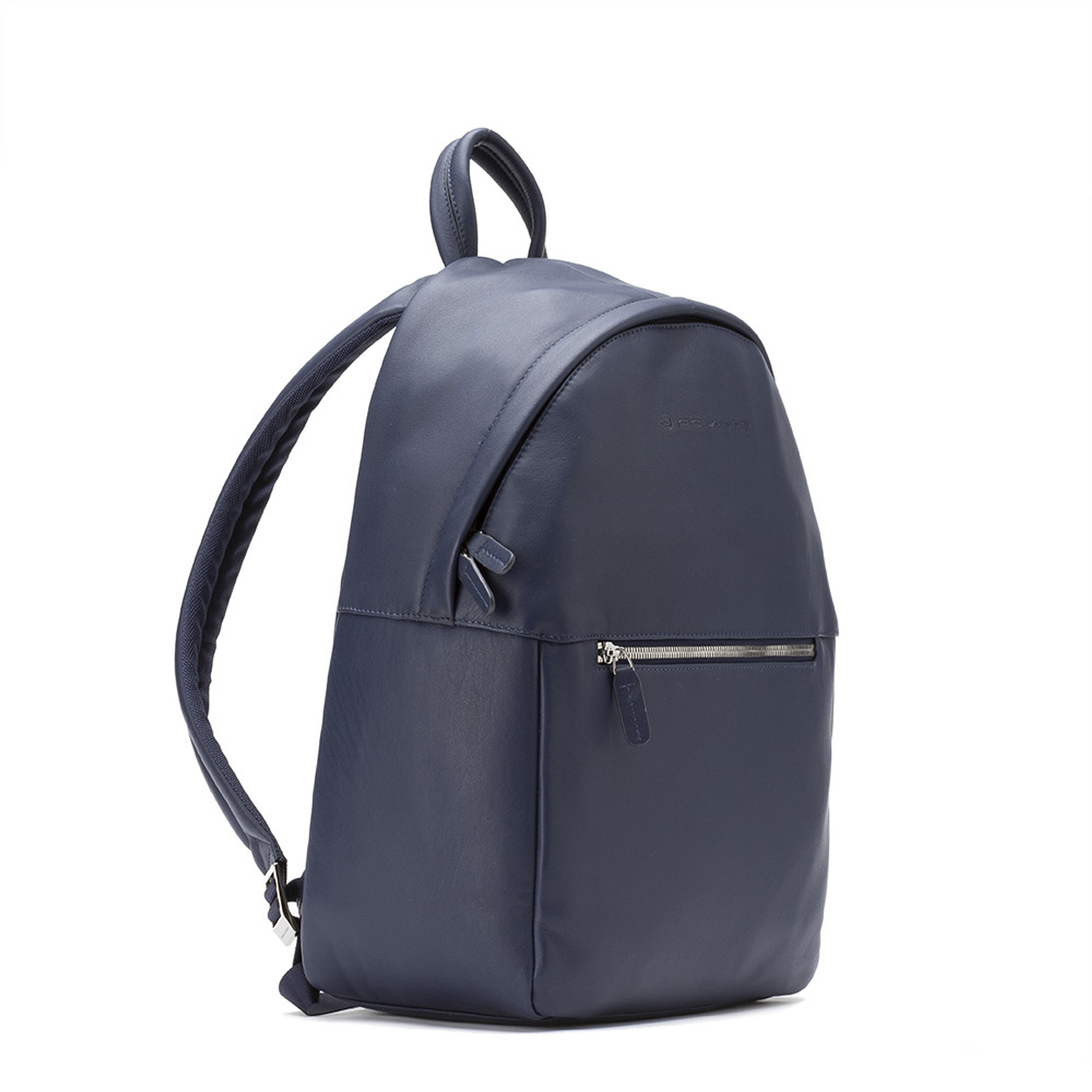 Zaino in pelle spazzolata blu Piquadro vista2