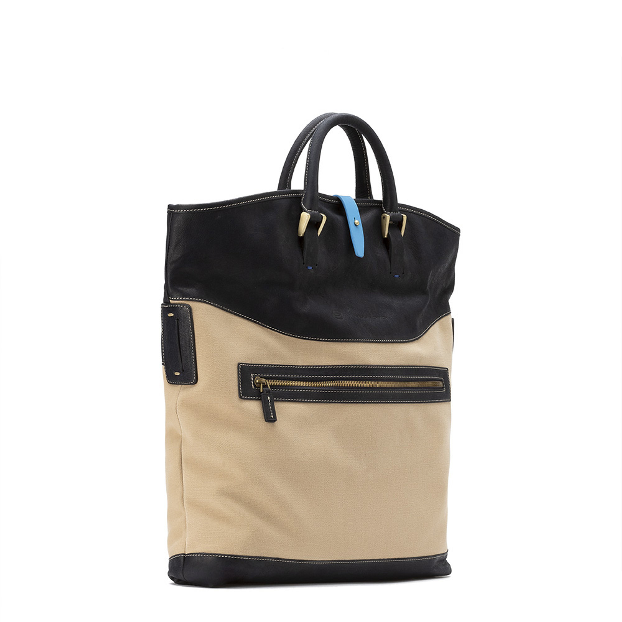 Maxi borsa da donna sabbia e blu Piquadro vista3