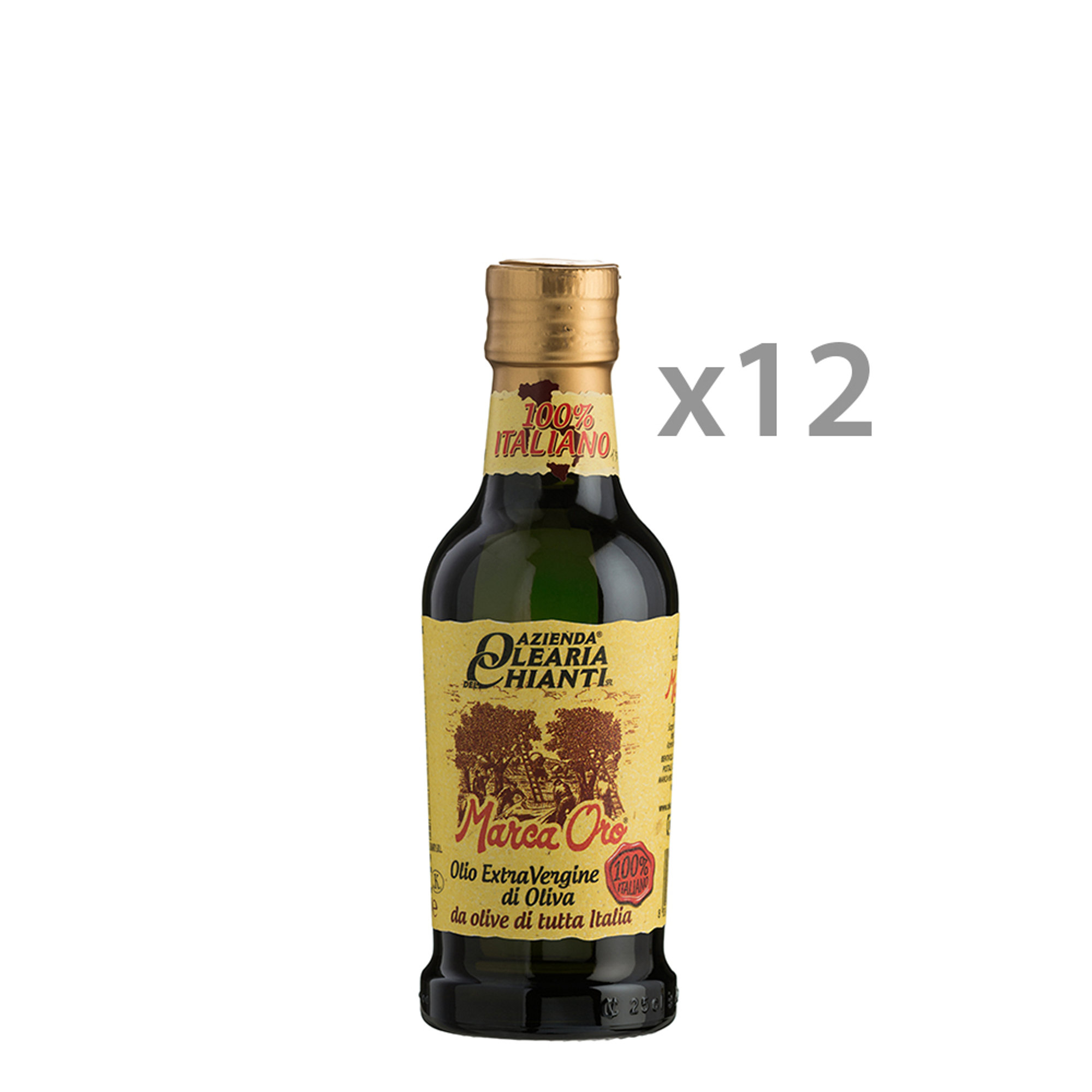 12 bottiglie Tortuga da 0,25 lt - Olio EVO Marca Oro 100% Italiano Olearia del Chianti vista0