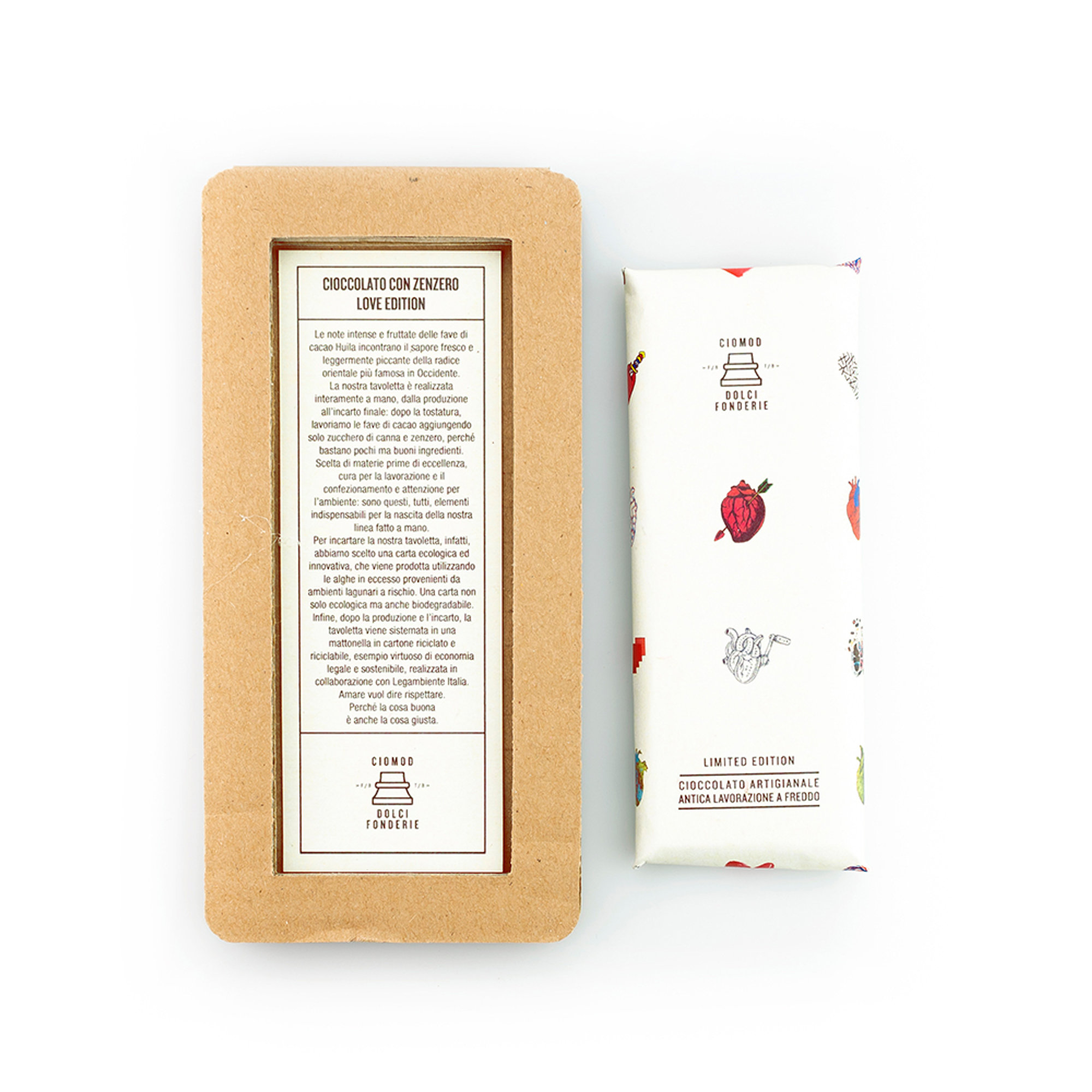 Mix 6 tavolette "Love Edition" 50 gr: 3 Peperoncino - 3 Zenzero Ciomod vista3