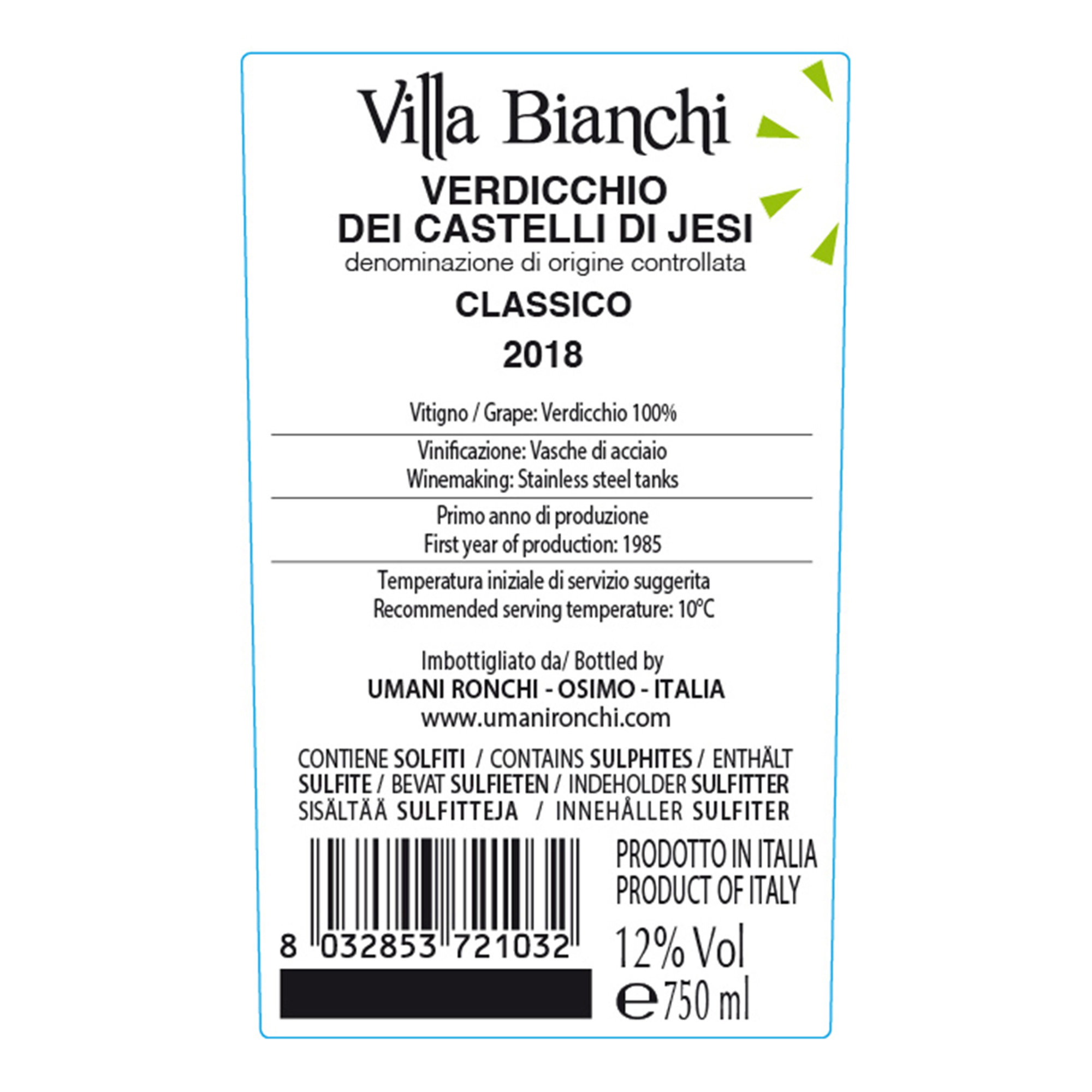 3 botellas - "Villa Bianchi" Verdicchio dei Castelli di Jesi DOC 2022 Umani Ronchi vista1