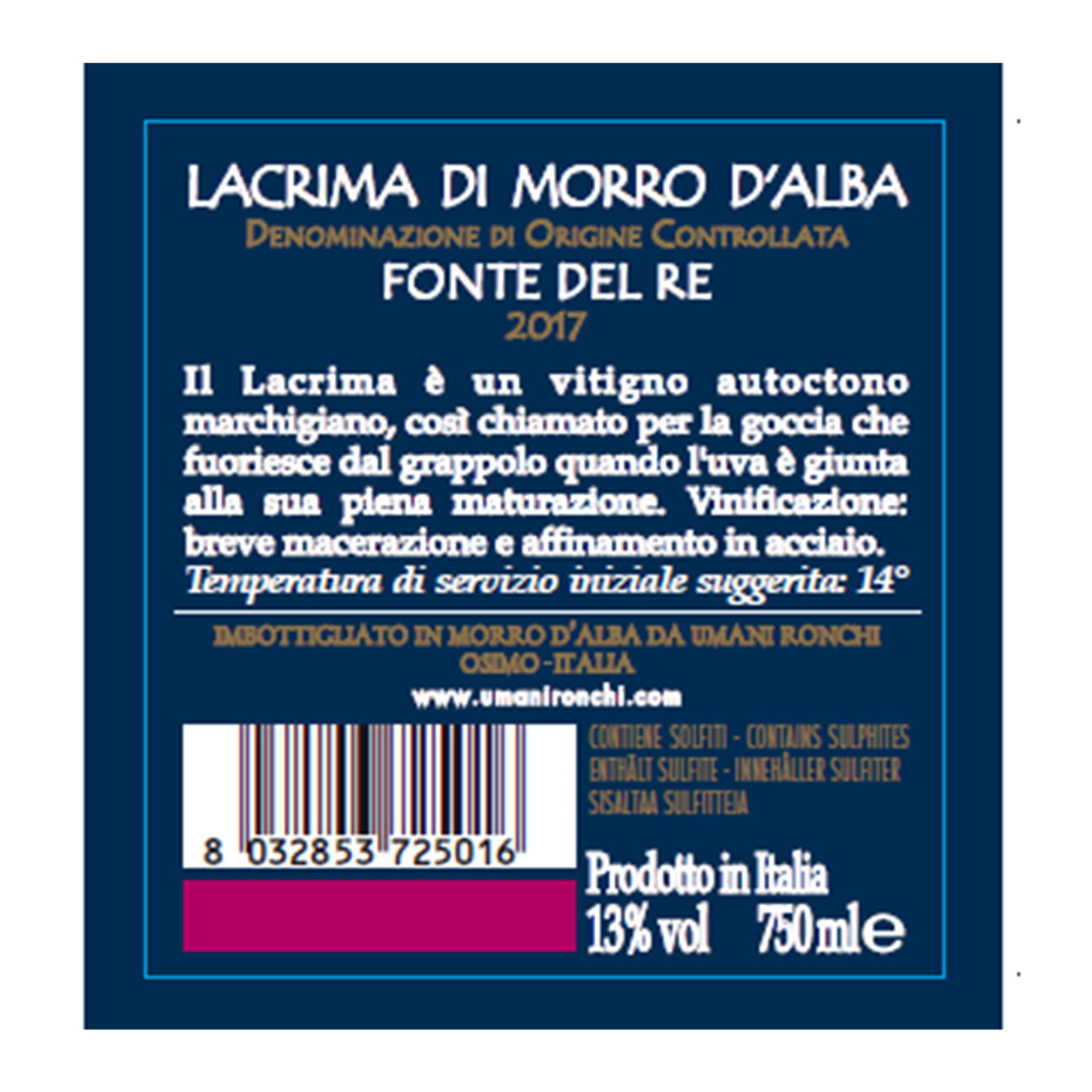 3 bottiglie - "Fonte del Re" Lacrima di Morro d'Alba DOC 2020 Umani Ronchi vista1