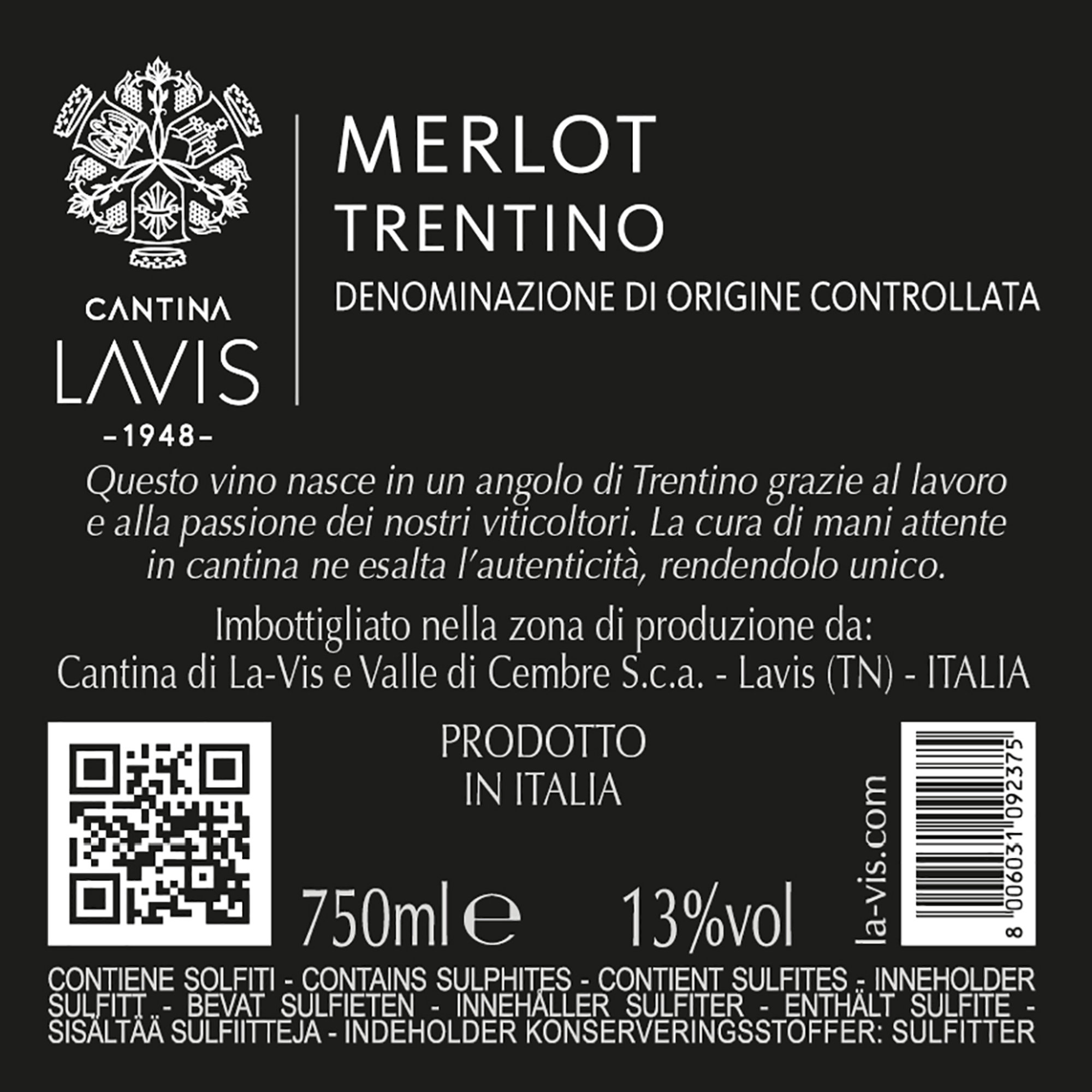3 bottiglie - Merlot Trentino DOC 2021 Lavis vista1