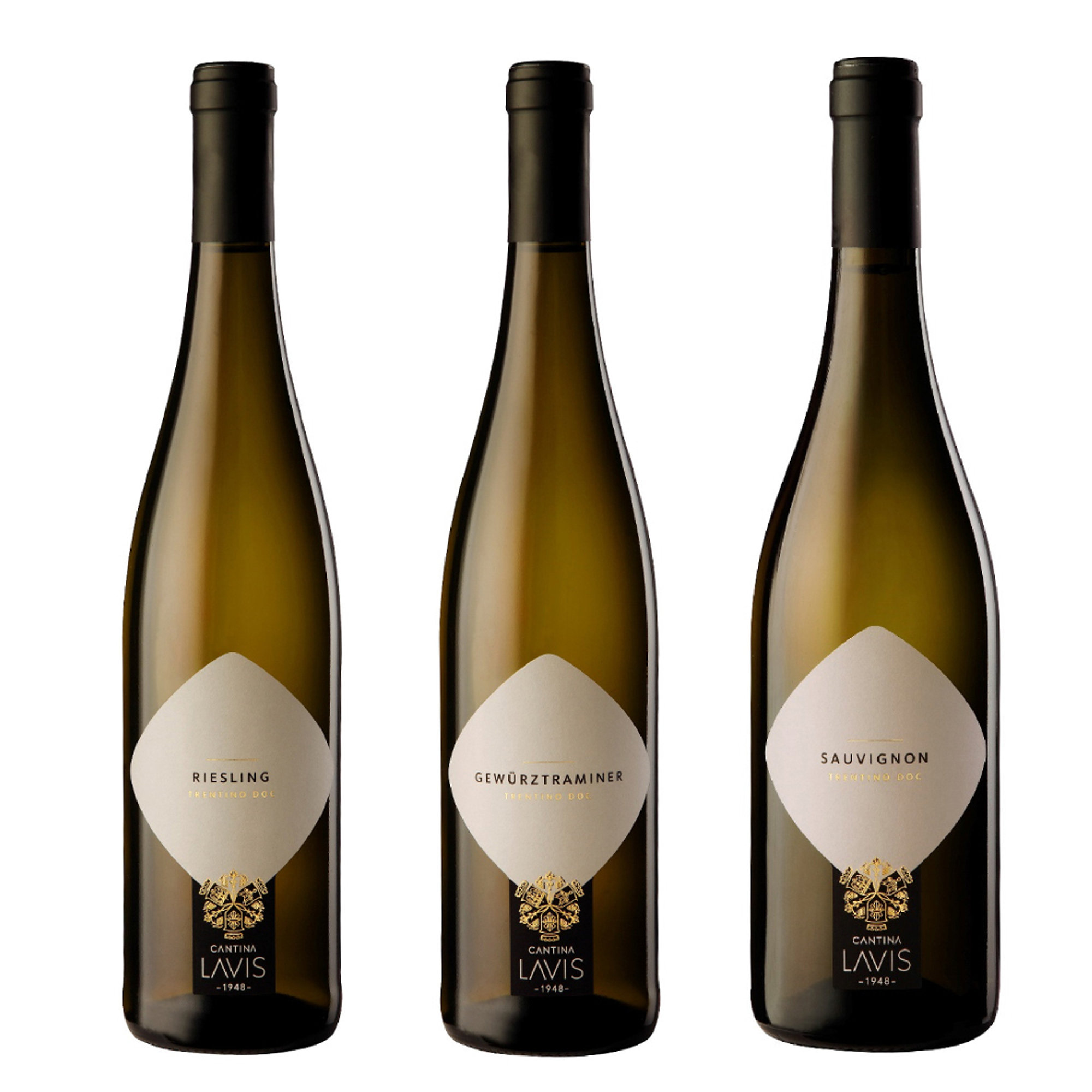 3 bottiglie miste: Riesling - Gewurztraminer - Sauvignon Lavis vista0