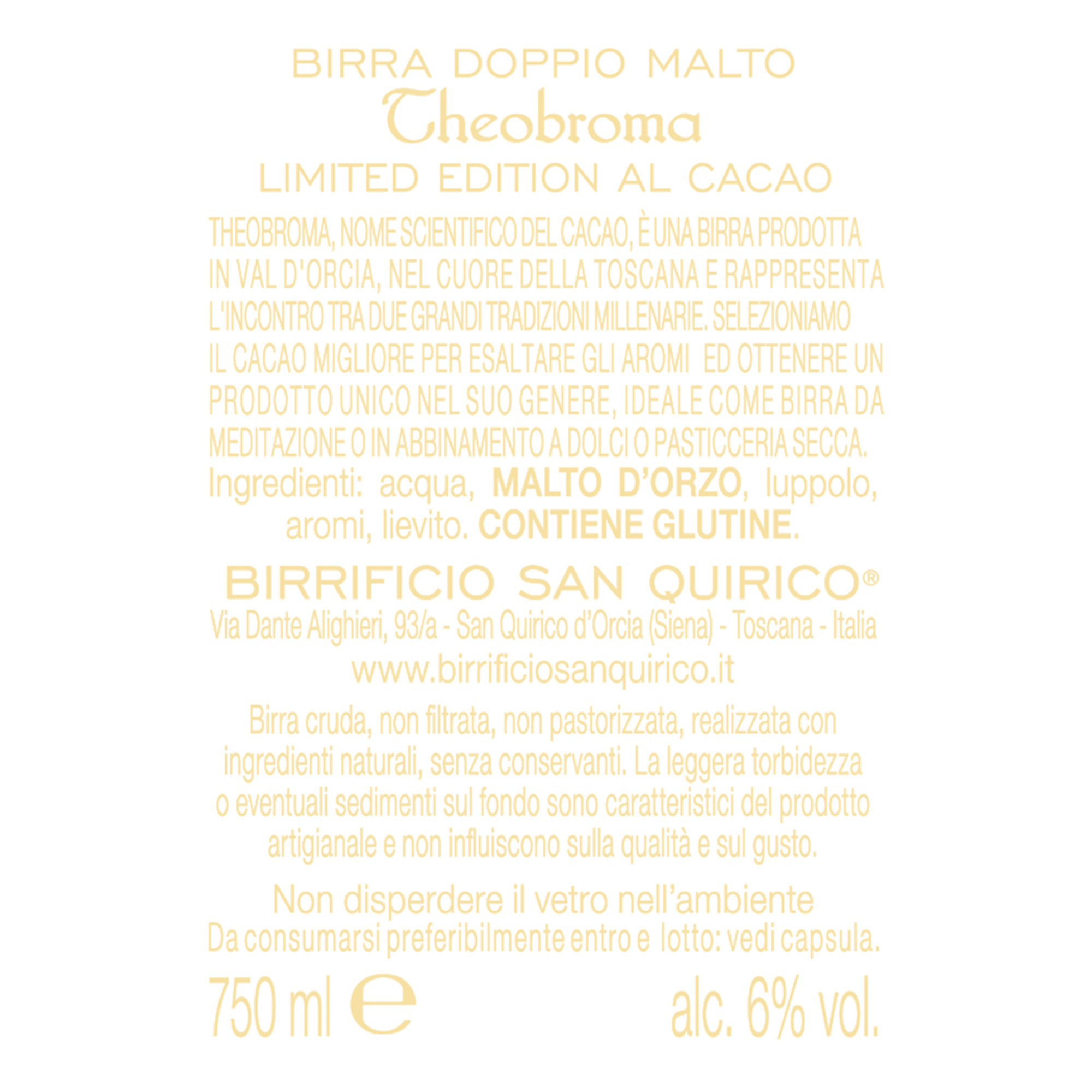 6 bottiglie 0,75 Lt - Birra Theobroma Birrificio San Quirico vista1