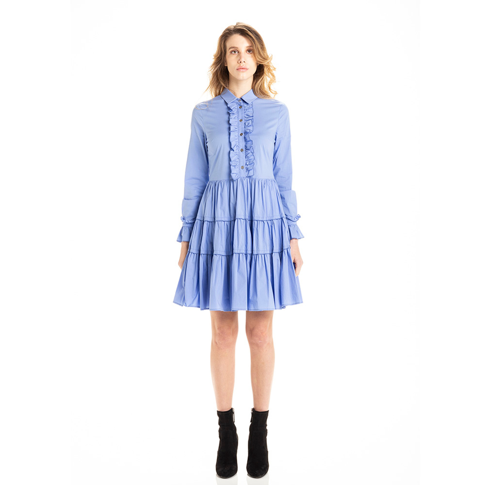 Abito chemisier in cotone blu Twinset vista0