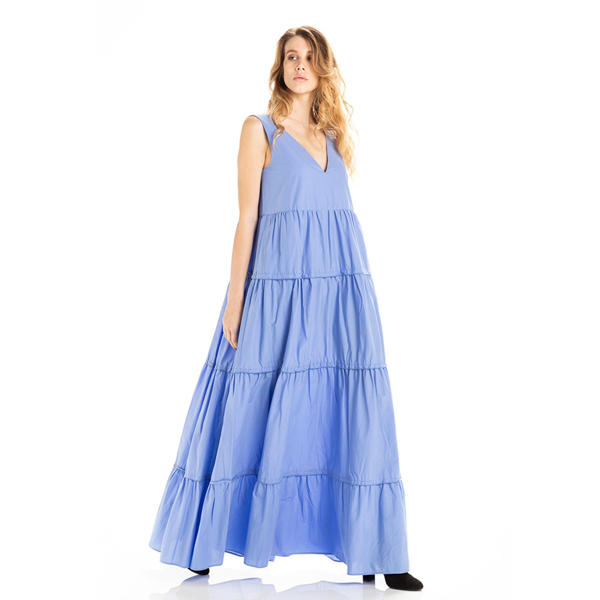 Abito lungo a balze blu Twinset vista0
