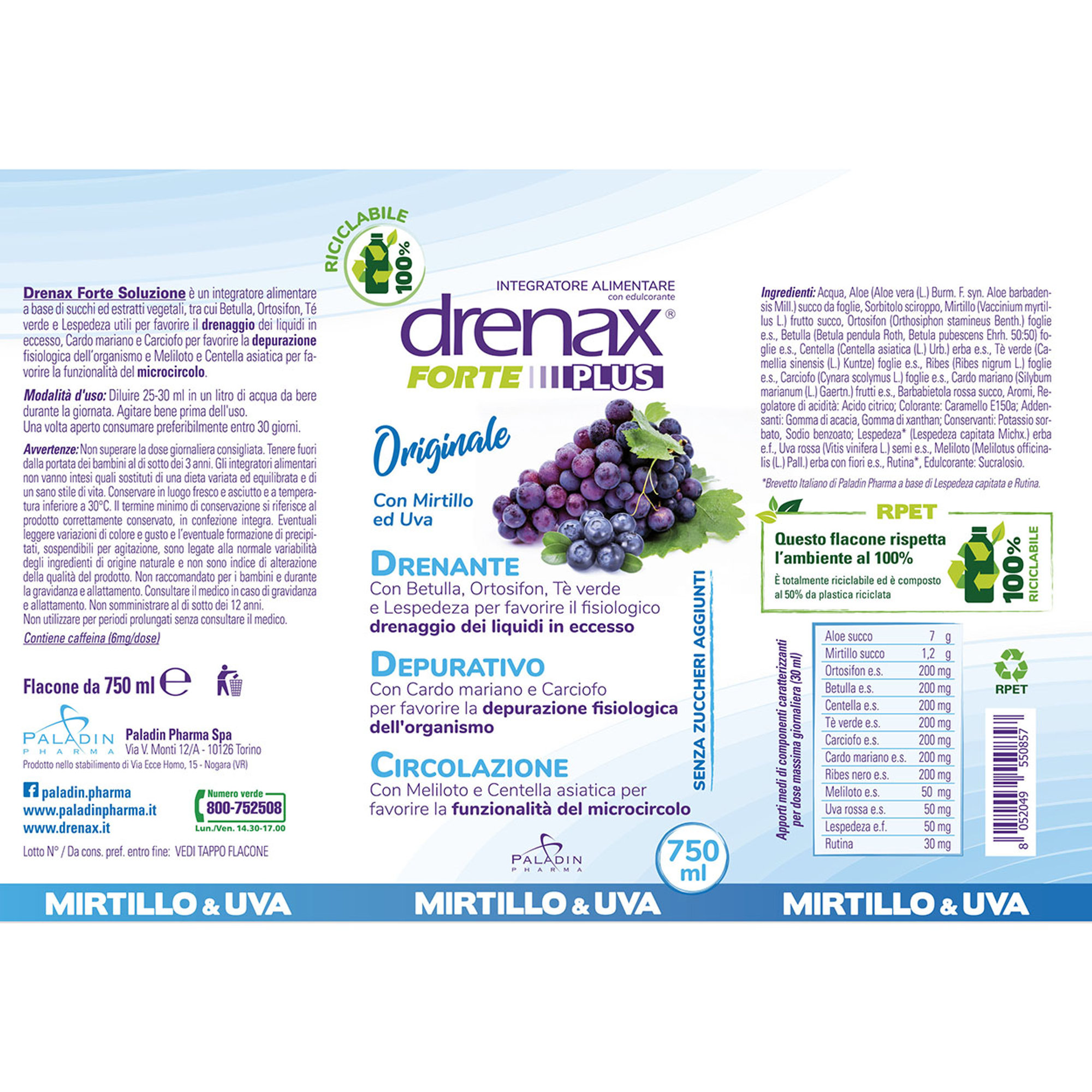DRENAX Mirtillo e Uva Plus 750 ml Drenax vista1
