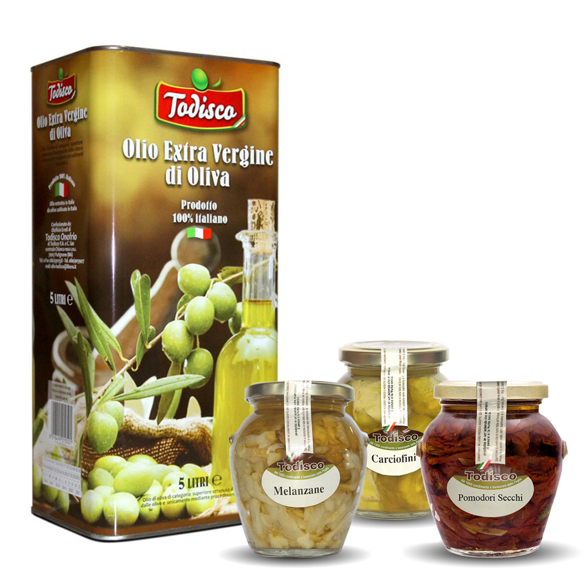 1 burk 5 liter Olivolja EVO - 3 inlagda grönsaker Todisco vista0