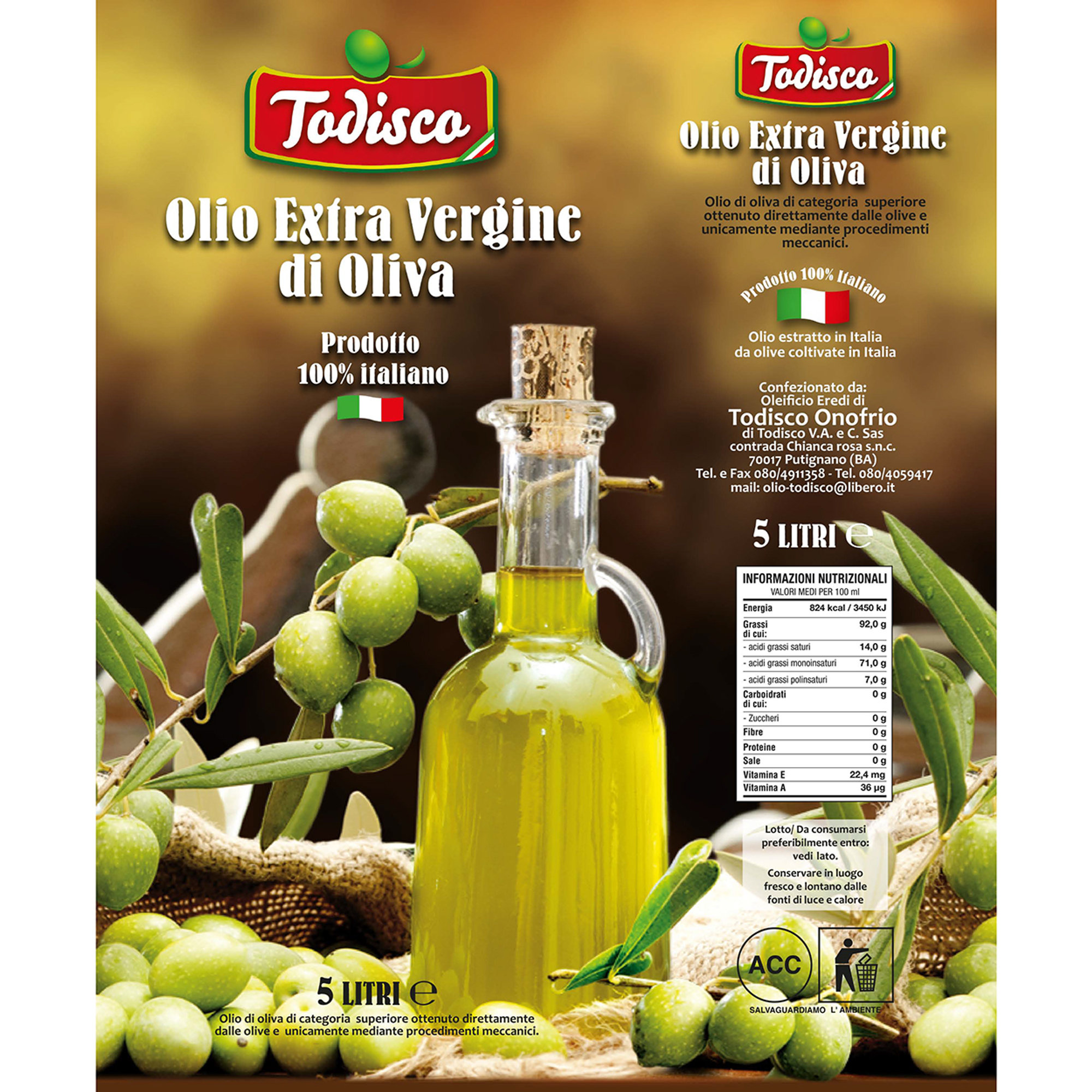 1 latta 5 lt Olio EVO Todisco vista1