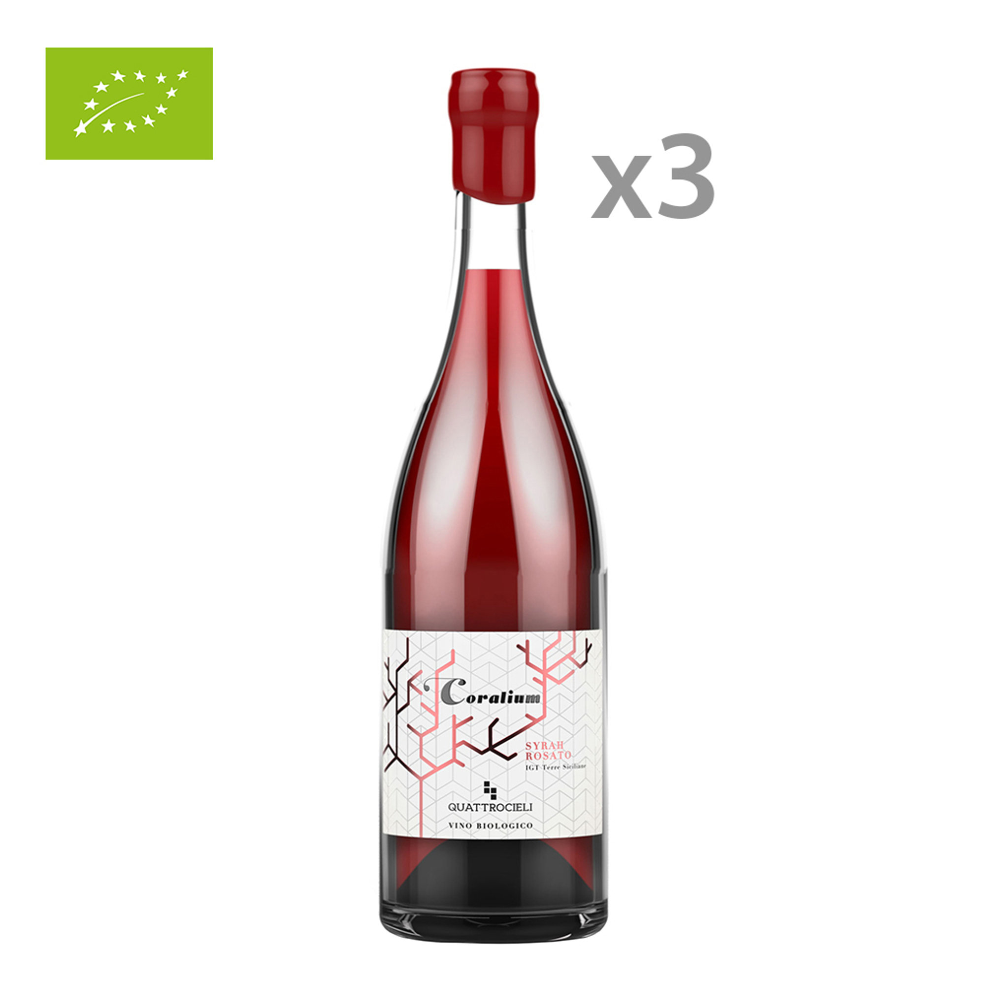 3 bottiglie - Coralium IGT Terre Siciliane 2020 Quattrocieli vista0