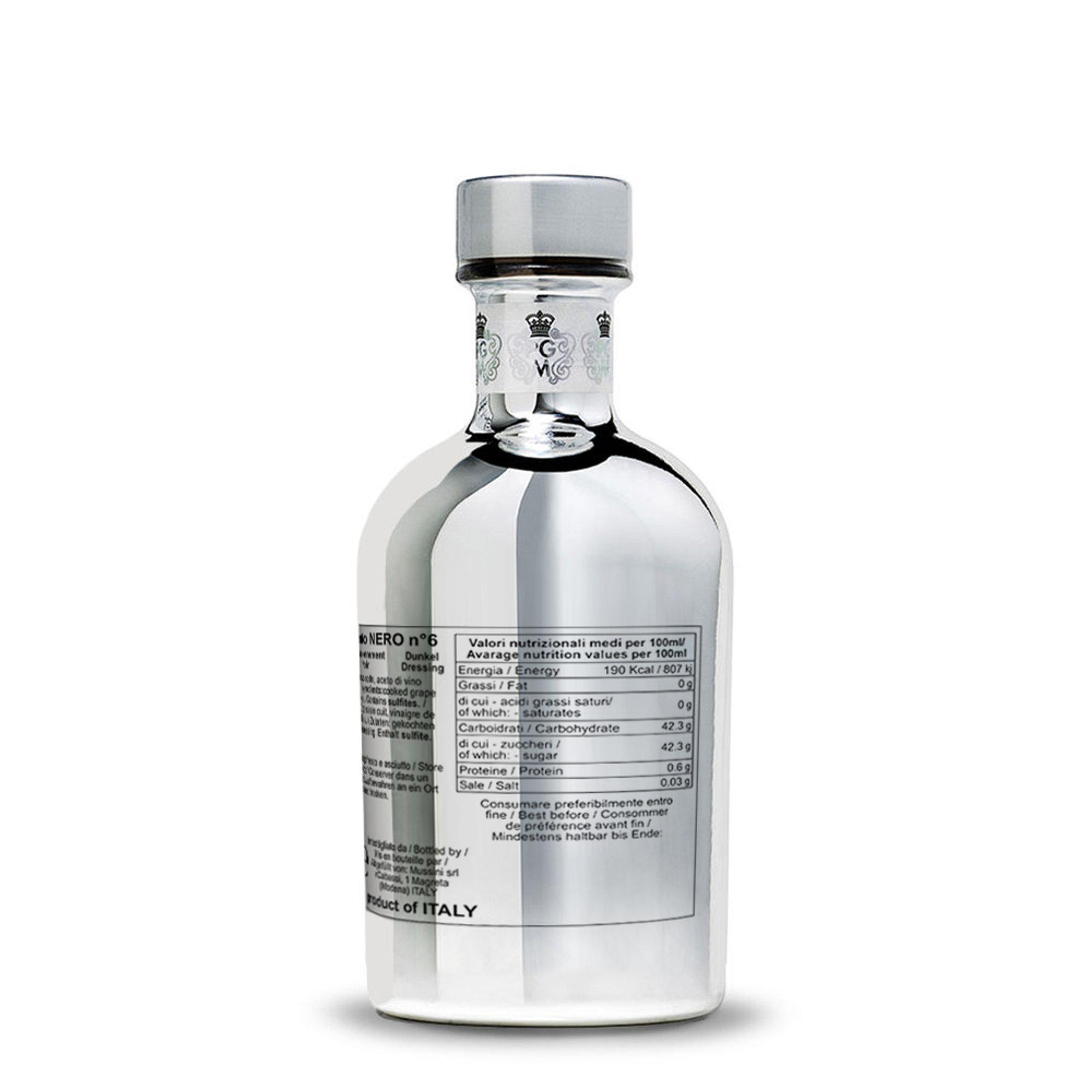 1 bottiglia - Condimento balsamico "Chrome collection n. 6" da 250 ml Mussini vista2