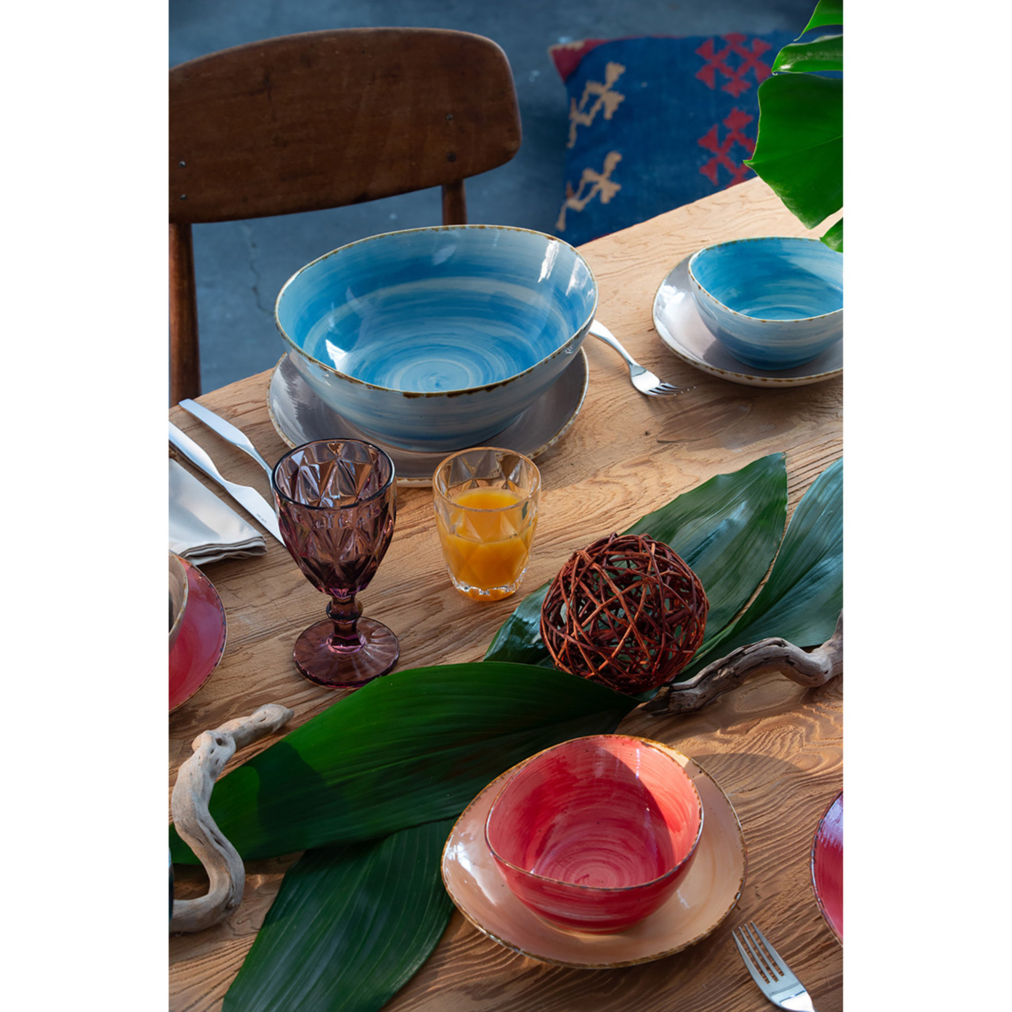 Piattone coup/risottiera alta cucina azzurro anice Kaleidos vista2