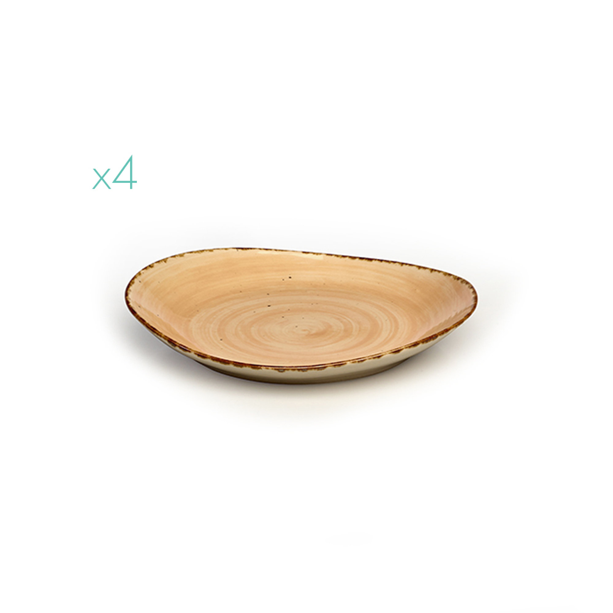 Set 4 piatti frutta/dessert alta cucina zenzero beige Kaleidos vista1