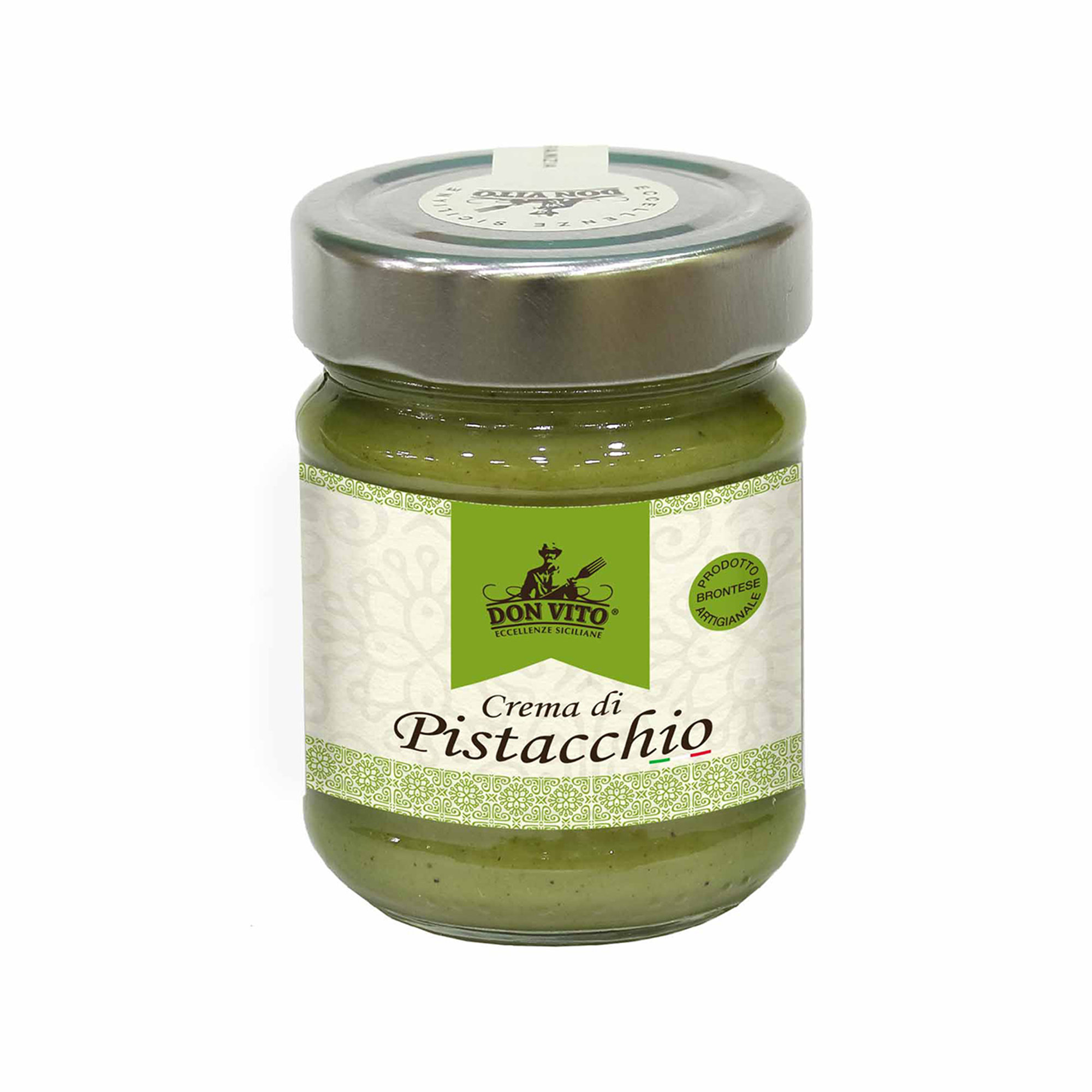 8 vasetti misti: 3 Crema di Pistacchio 190 gr - 3 Crema di Nocciola 190 gr - 2 Crema di Mandorla 90 gr Don Vito - Eccellenze Siciliane vista1