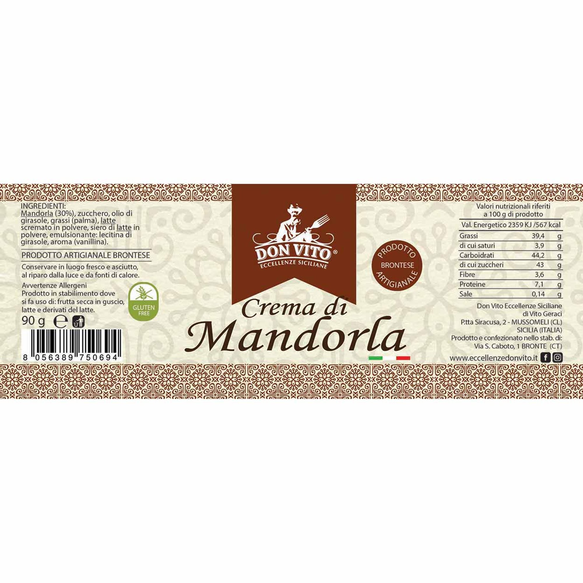 8 vasetti misti: 3 Crema di Pistacchio 190 gr - 3 Crema di Nocciola 190 gr - 2 Crema di Mandorla 90 gr Don Vito - Eccellenze Siciliane vista6