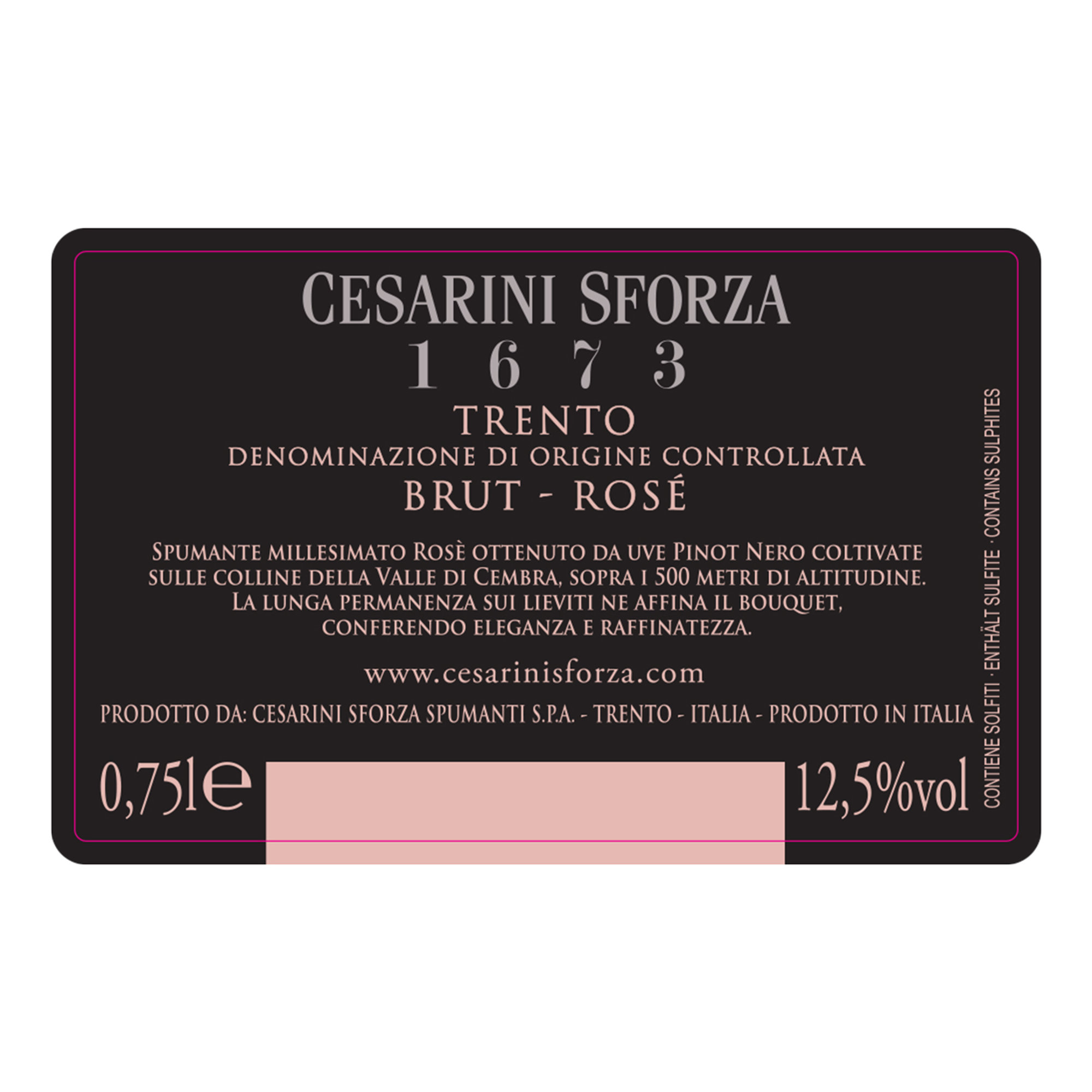 1 botella 75 cl - «1673 Rosè» método clásico Trento DOC 2014 Cesarini Sforza vista1