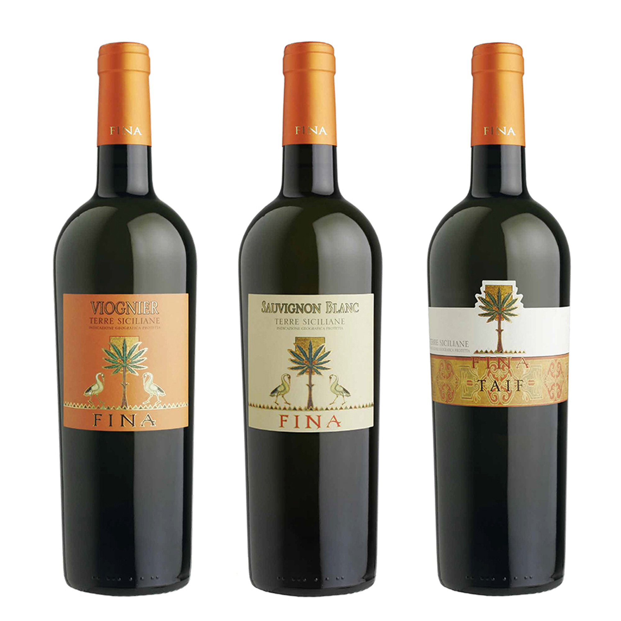 3 bottiglie miste: "Vola Vola" Viognier Terre Siciliane IGP 2021 - "Mamarì" Sauvignon Terre Siciliane IGP 2019 - "Taif" Zibibbo secco Terre Siciliane IGP 2020 Cantine Fina vista0