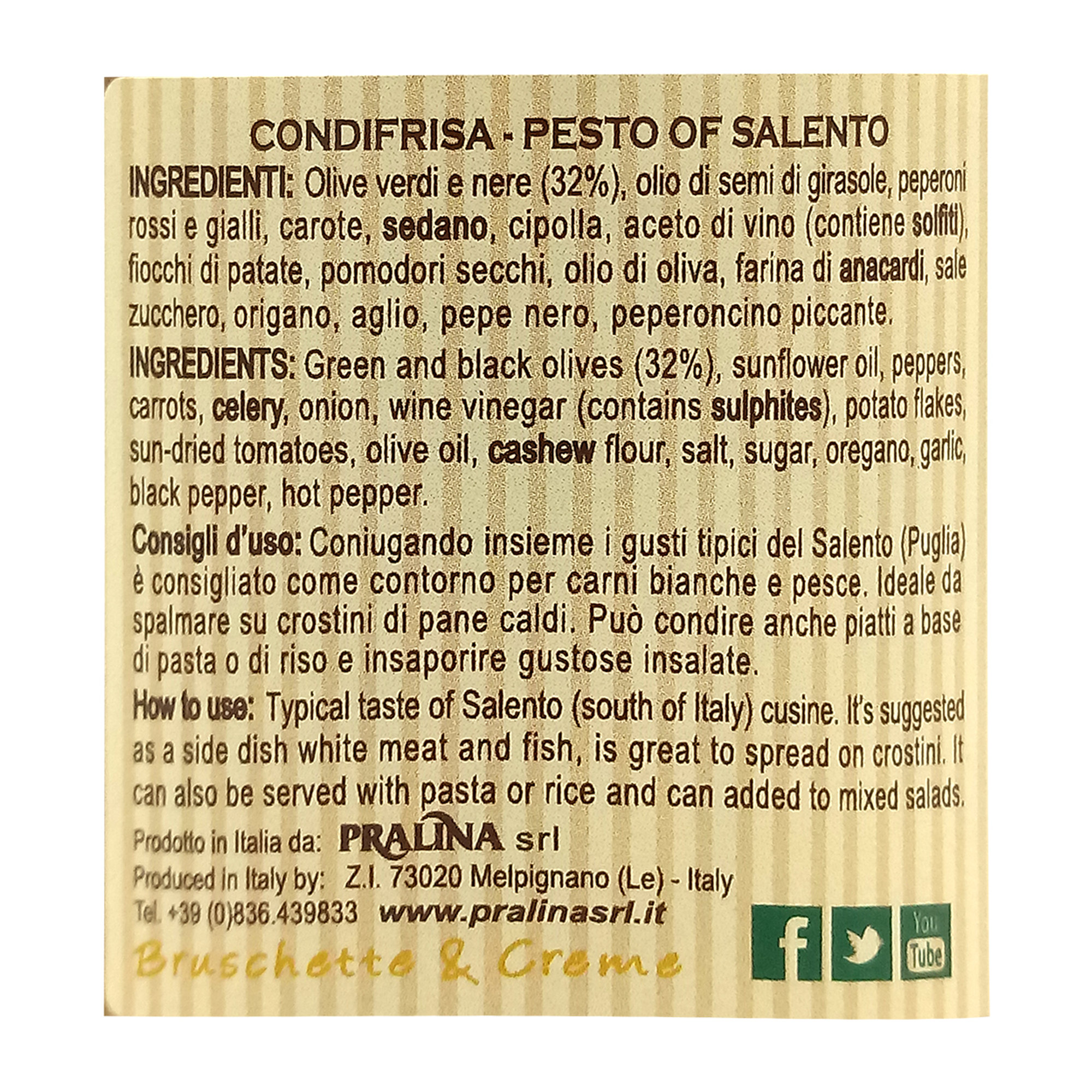6 vasetti misti: 2 Pesto di Cime di Rapa - 2 Condifrisa - 1 Pesto di Basilico - 1 Pesto Rosso Pralina vista5