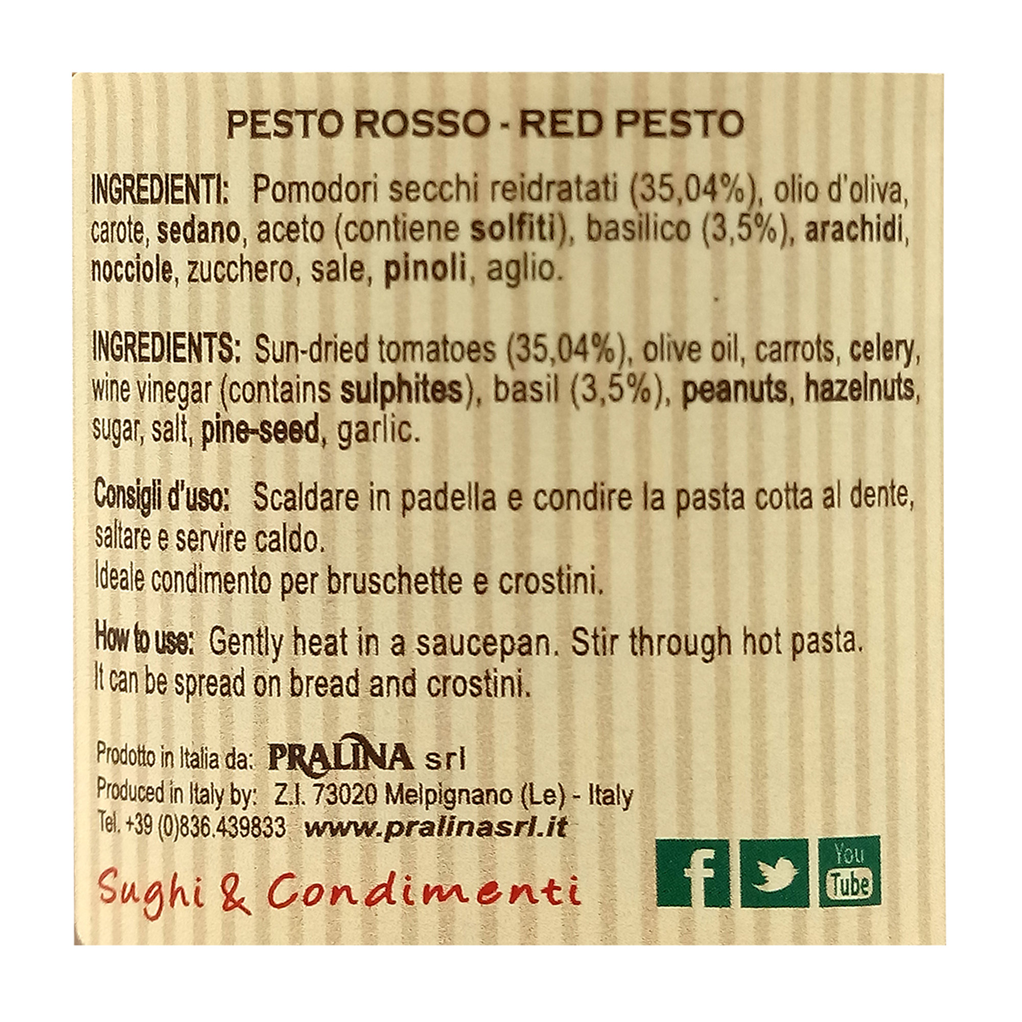 6 vasetti misti: 2 Pesto di Cime di Rapa - 2 Condifrisa - 1 Pesto di Basilico - 1 Pesto Rosso Pralina vista11