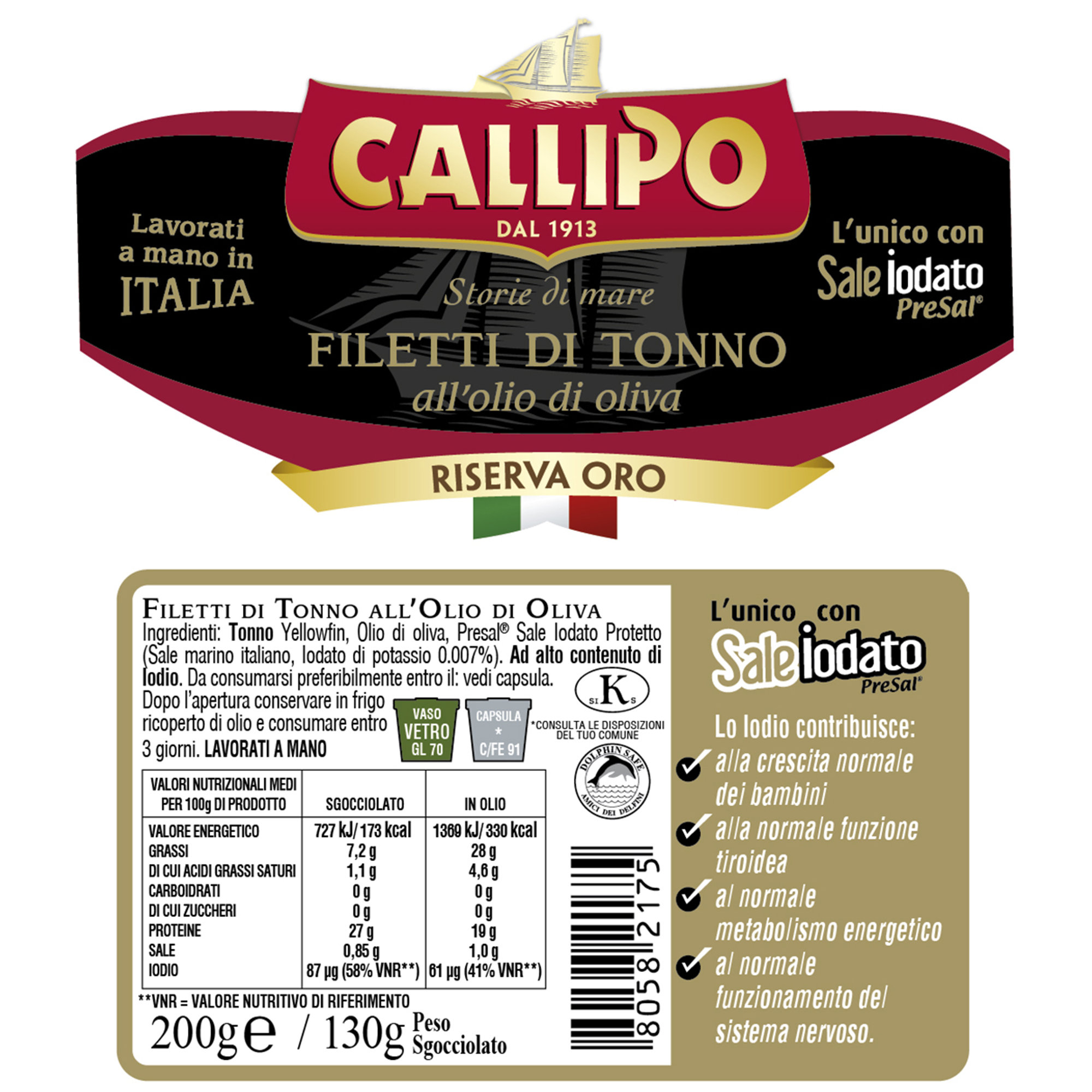 12 vasetti - Filetti di tonno in olio d'oliva 200 gr Callipo vista1
