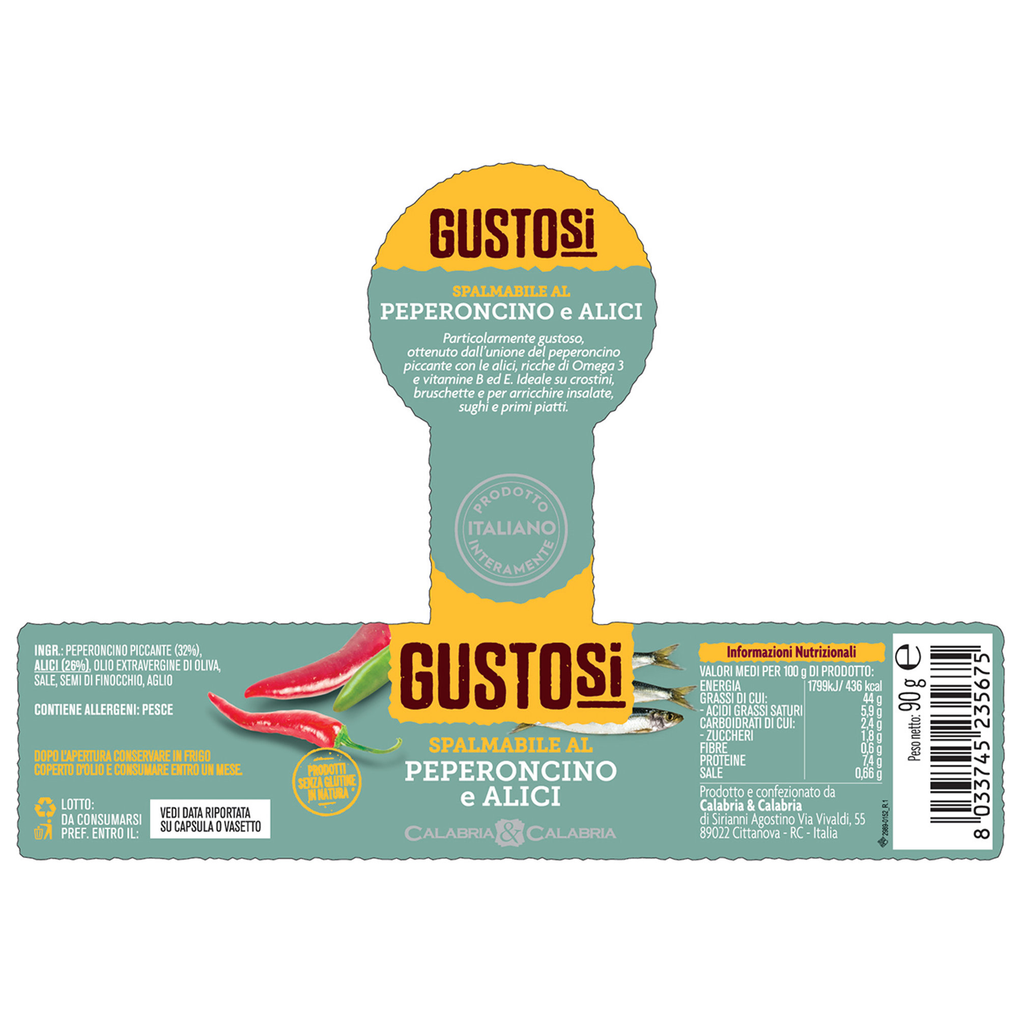 Box degustazione 6 vasetti: 2 Battuto Pomodori secchi - 2 Spalmabile al peperoncino e alici - 2 Crema di Peperoncini I Gustosi vista5