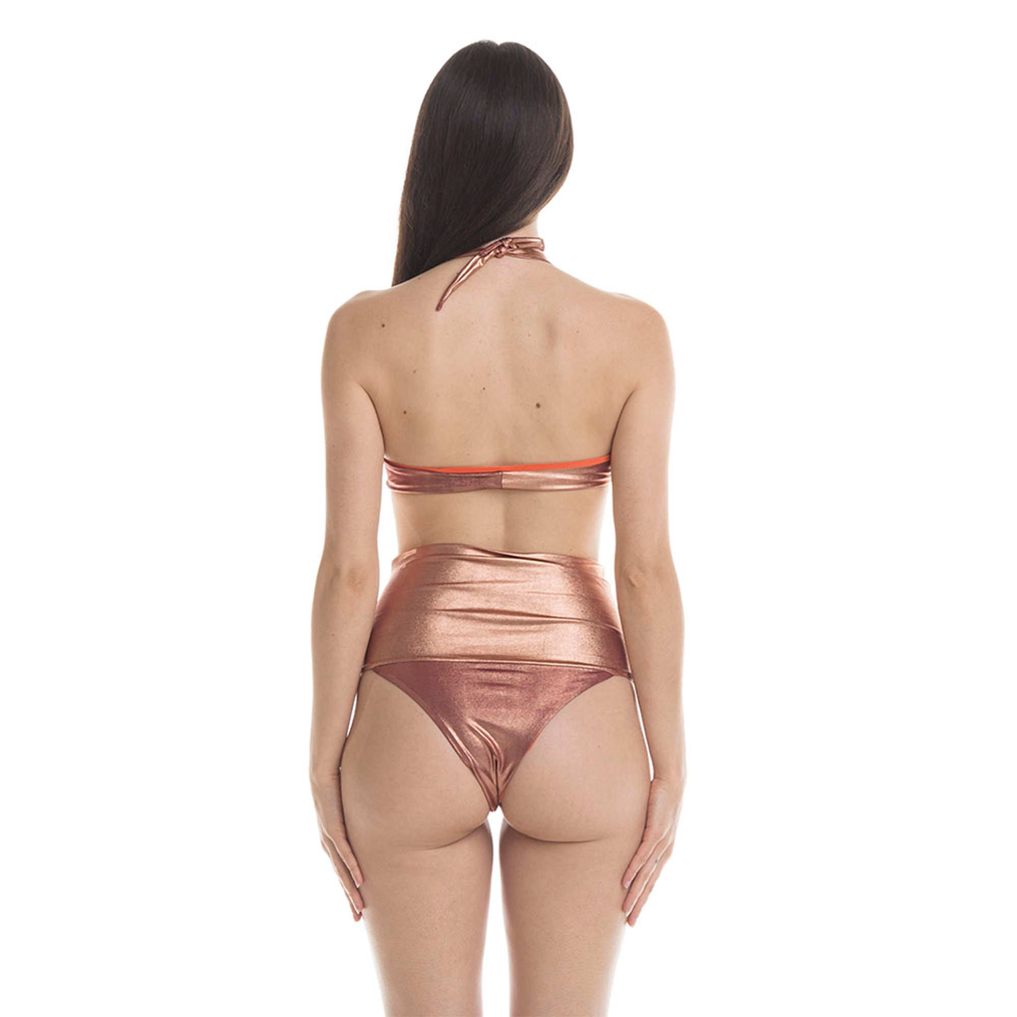 Bikini 4GIVENESS a fascia incrociata lamè bronzo 4GIVENESS vista2