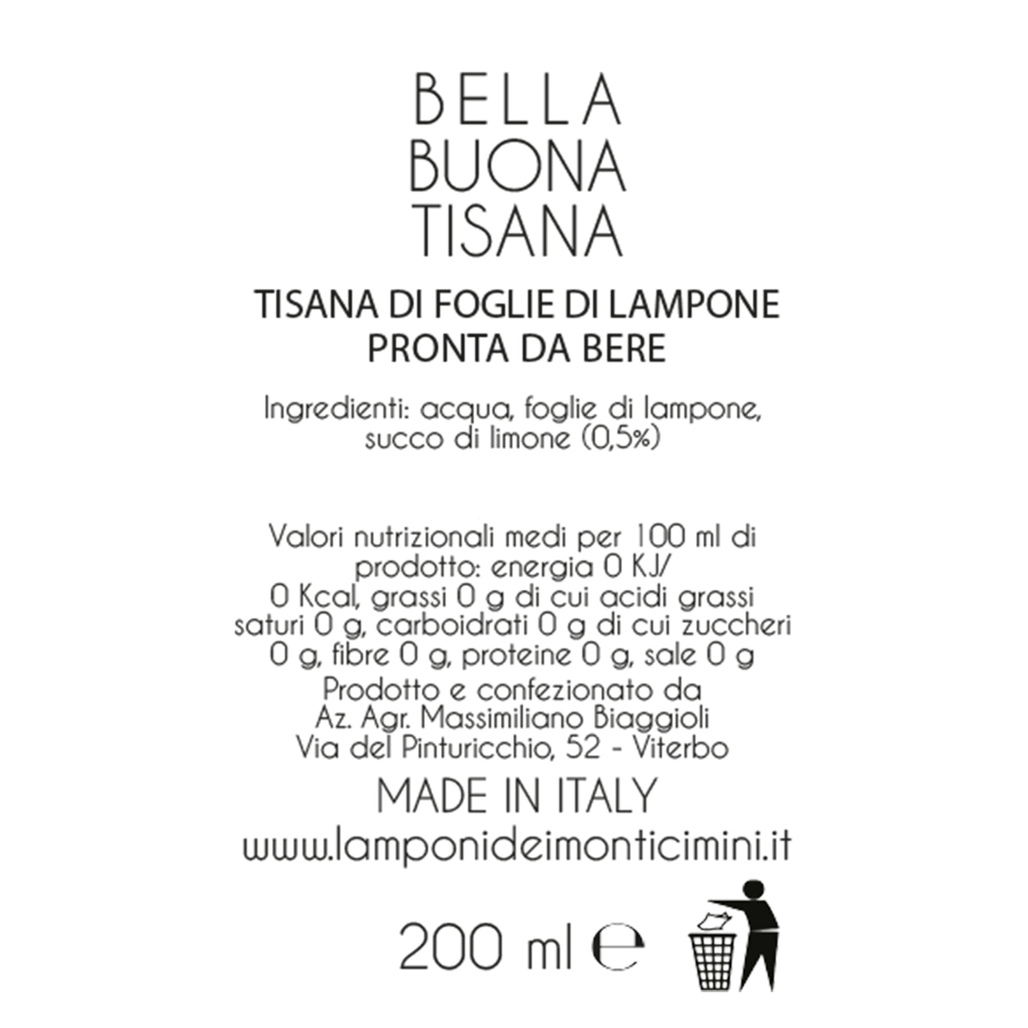 6 bottigliette Lamponella miste 200ml: Senza Zucchero - Zucchero - Stevia Lamponi dei Monti Cimini vista4