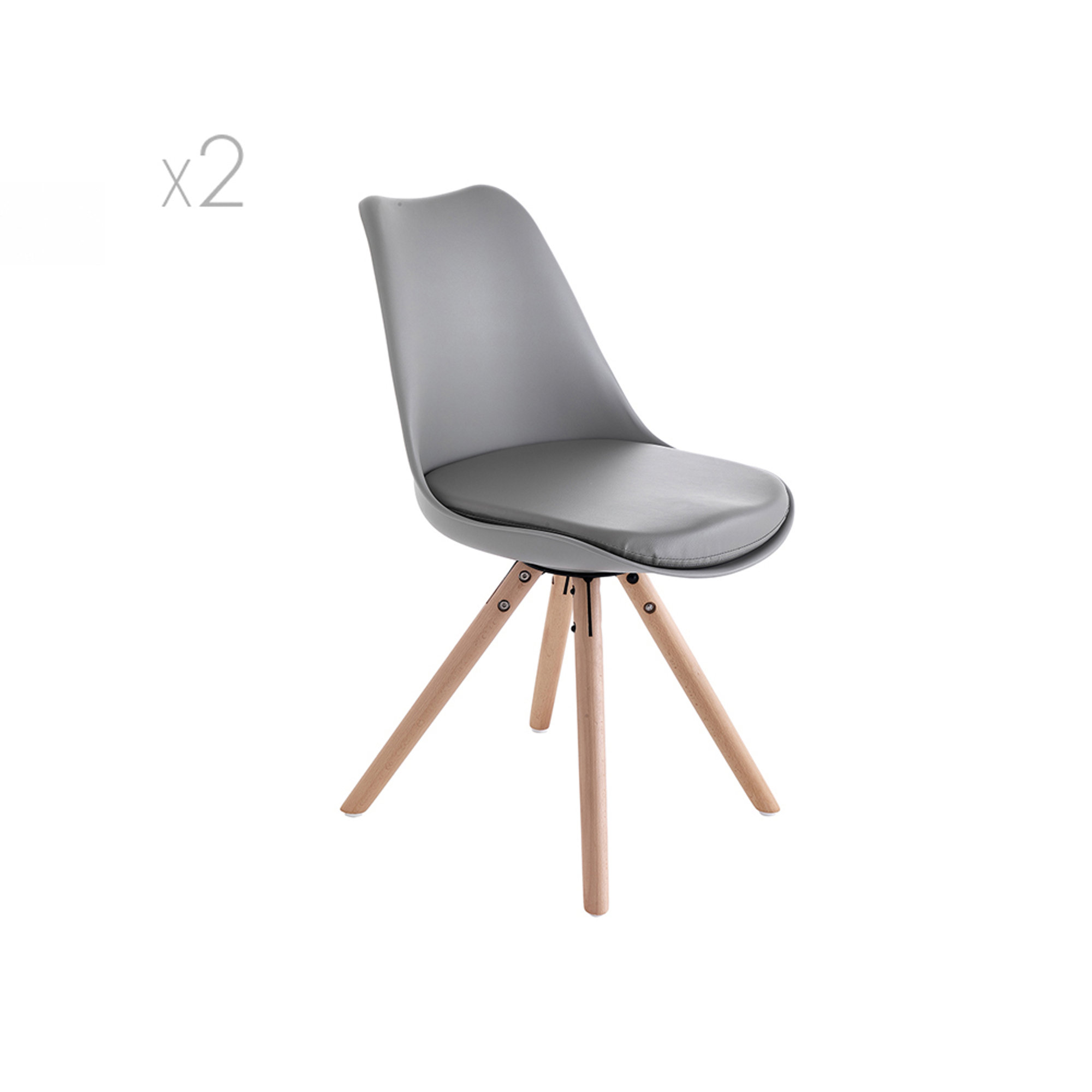 Set 2 sedie KIKI WOOD, grigio Eleganza contemporanea vista0