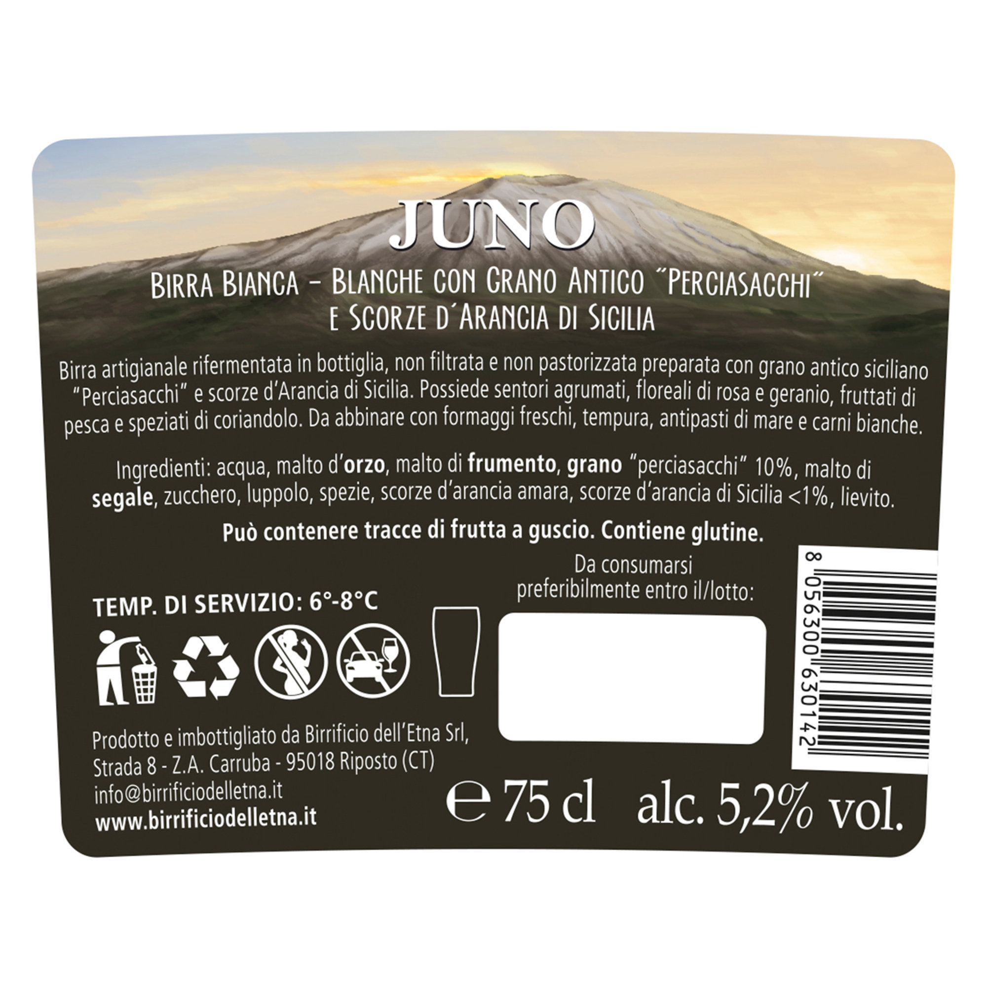 6 bottiglie - Juno Bianca 75 cl Birrificio dell'Etna vista1