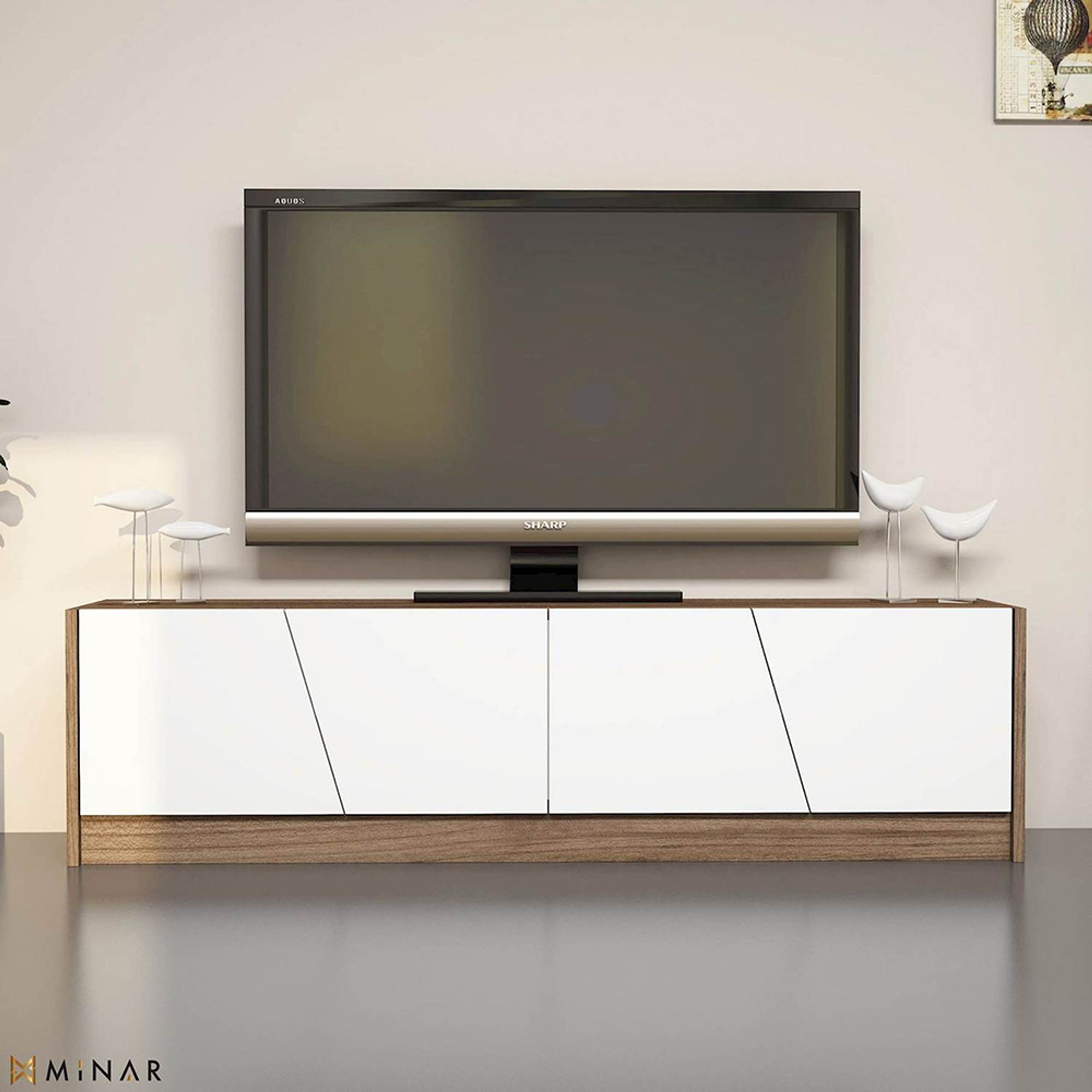 Mobile portaTV Gold, wenge/bianco Soft industrial vista2
